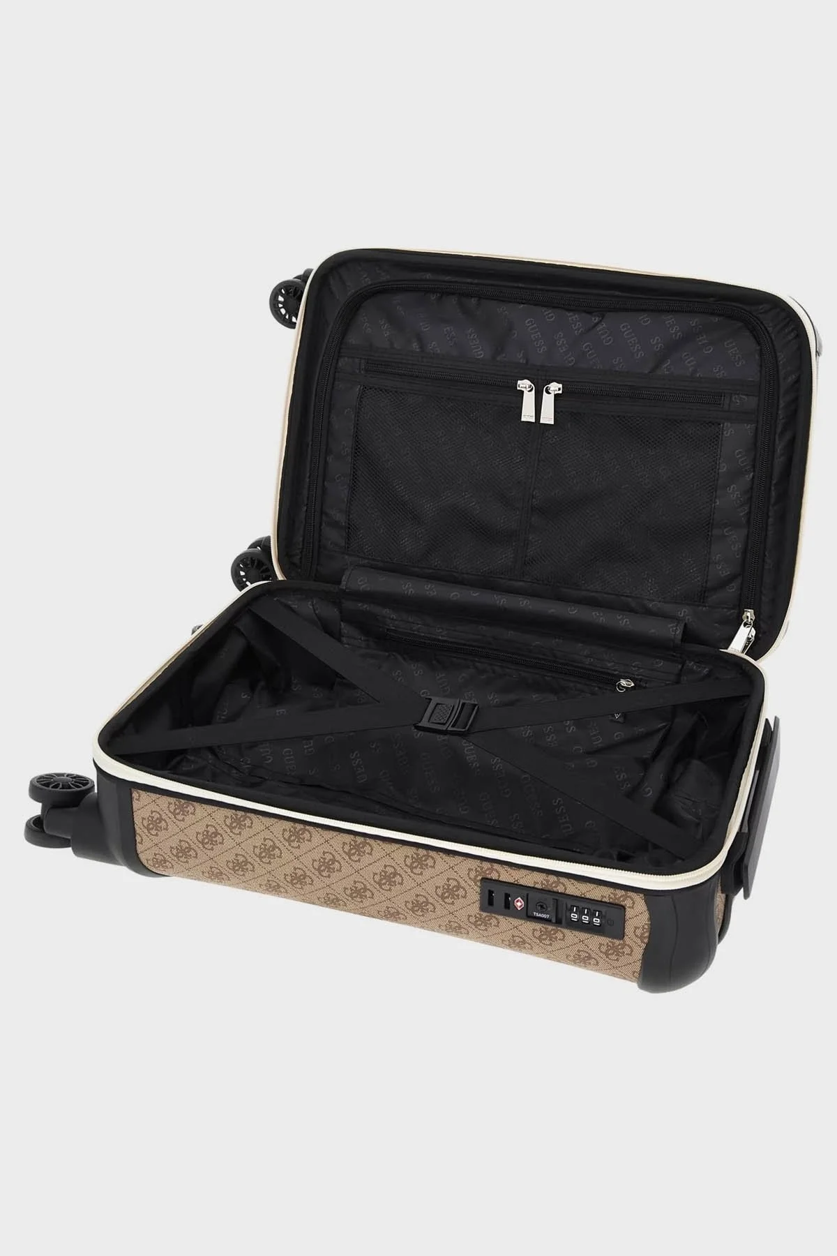 Guess Mildred 4G Logolu Fermuarlı Şifreli Kabin Boy Bayan Valiz TWB89629830 LTE AÇIK KAHVE - 3