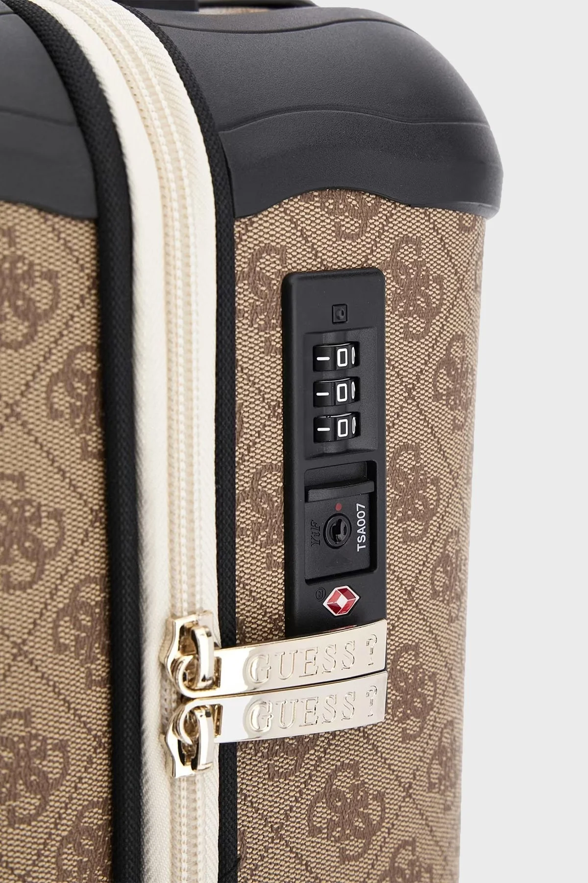 Guess Mildred 4G Logolu Fermuarlı Şifreli Kabin Boy Bayan Valiz TWB89629830 LTE AÇIK KAHVE - 5