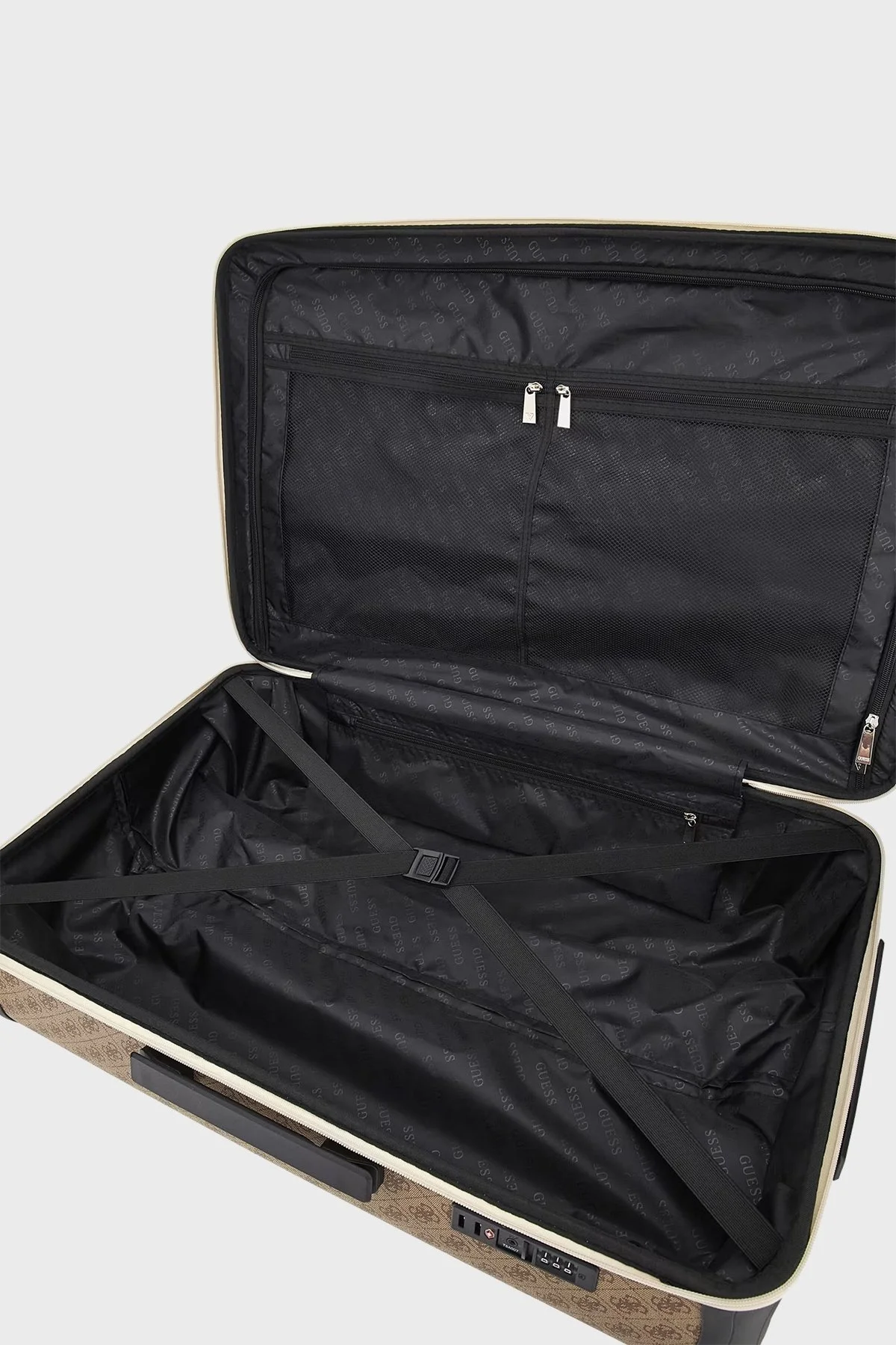 Guess Mildred 4G Logolu Fermuarlı Şifreli Orta Boy Bayan Valiz TWB89629880 LTE AÇIK KAHVE - 3