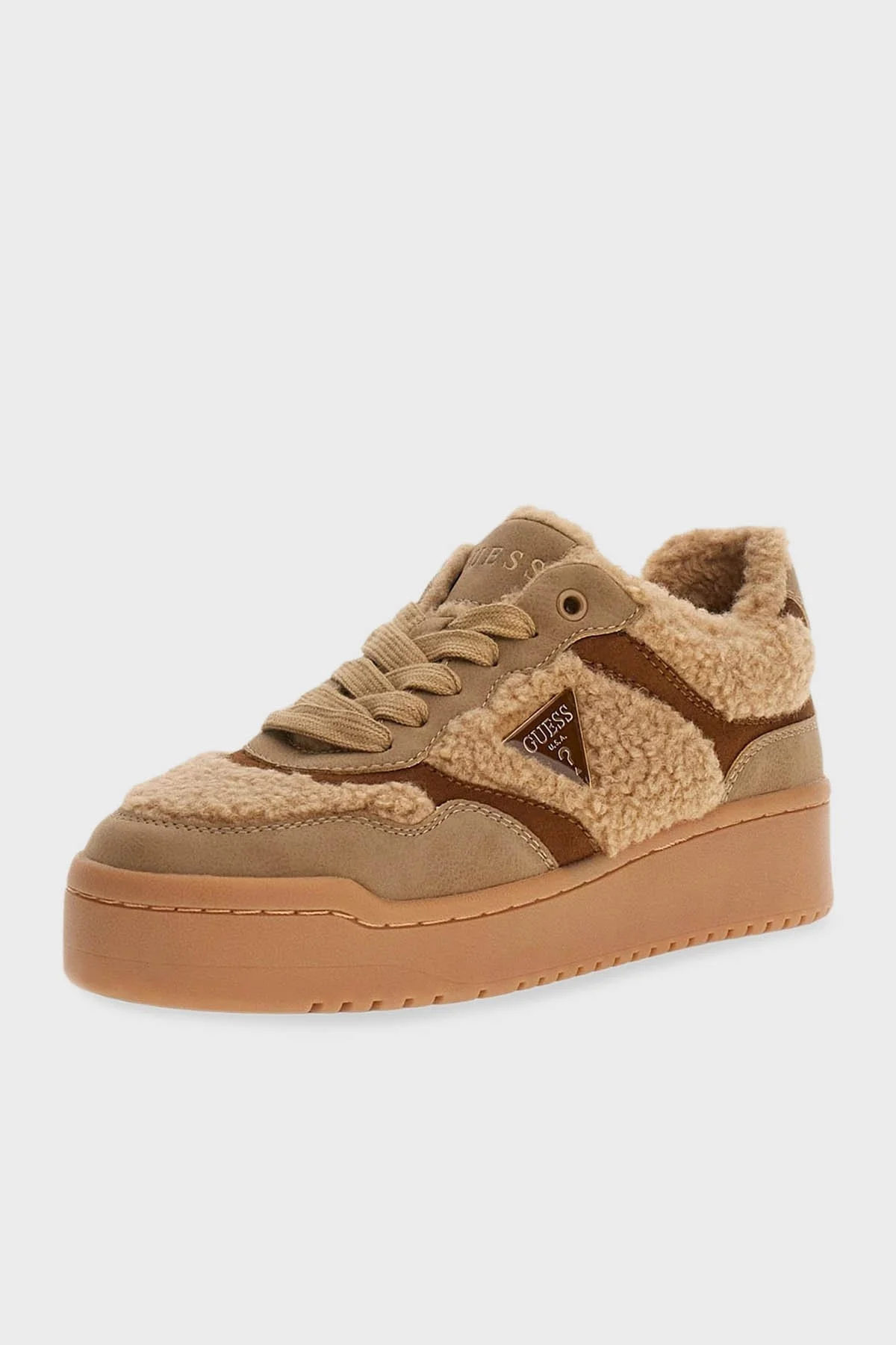 Guess Miram10 Peluş Detaylı Logolu Sneaker FLFM10FAB12 Bayan Ayakkabı FLFM10 FAB12 NATU TABA - 2