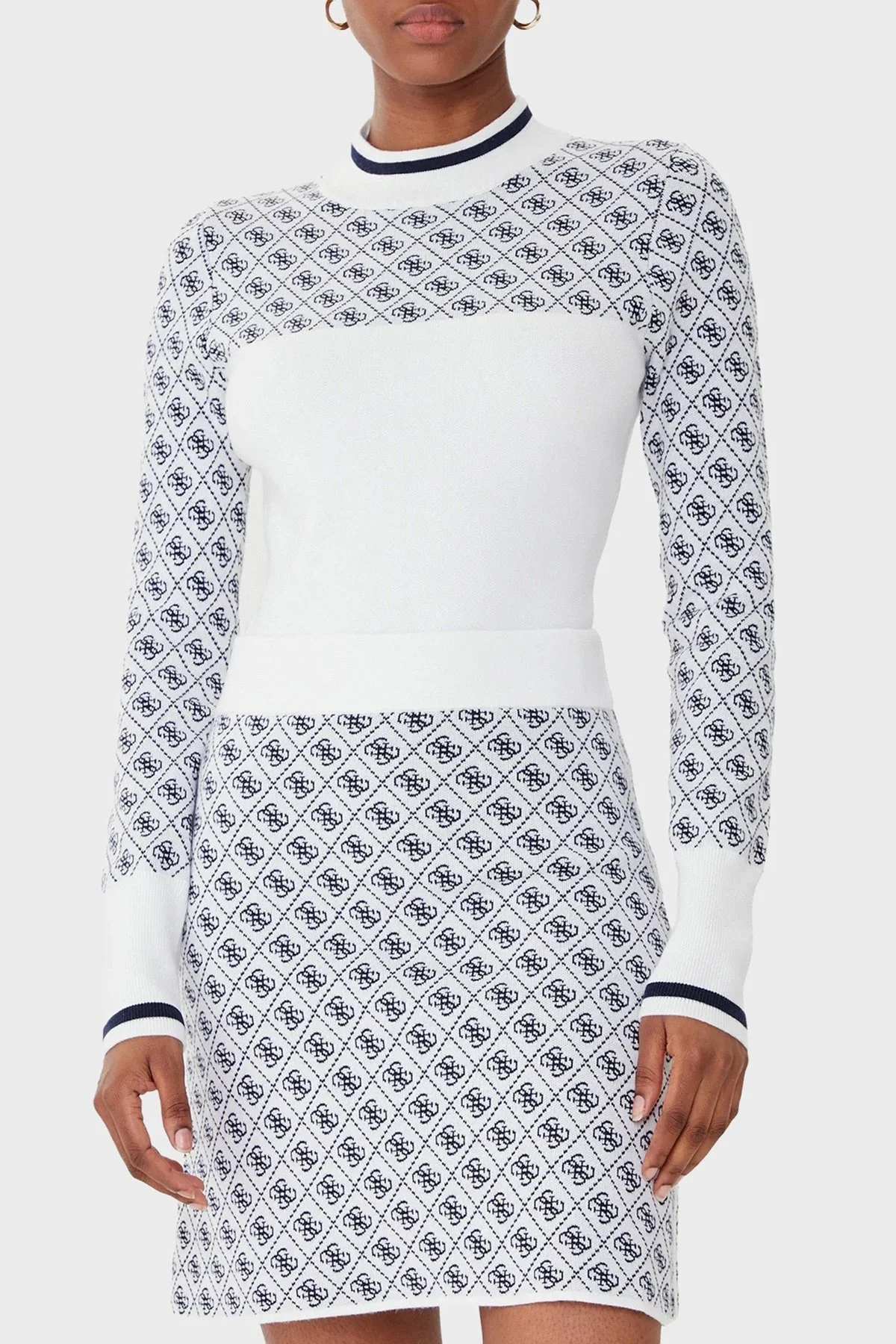 Guess Mock 4G Logolu Slim Fit Yarım Balıkçı Yaka W5BR24Z3JD2 Bayan Kazak W5BR24 Z3JD2 F0YU EKRU - 1