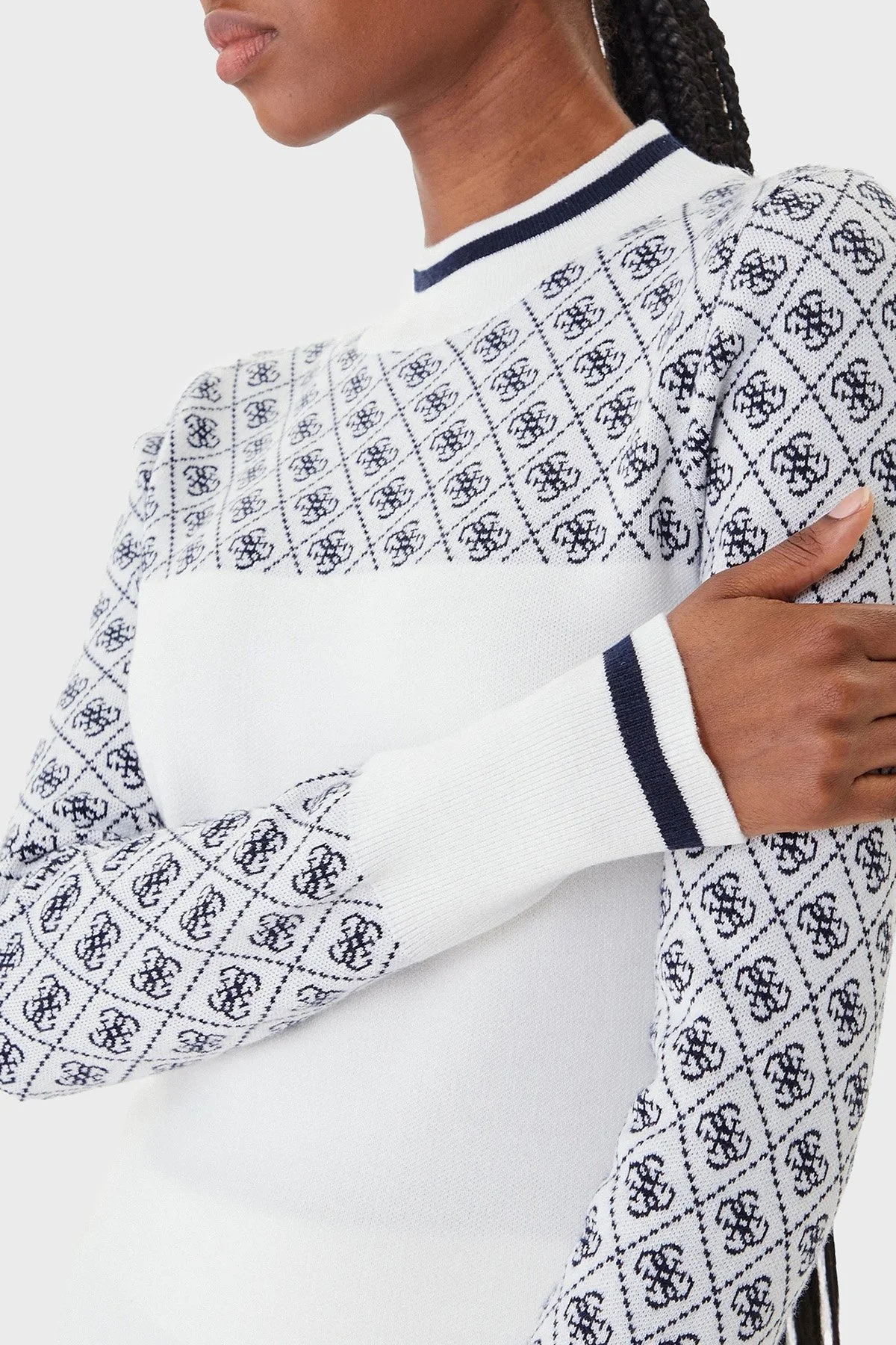 Guess Mock 4G Logolu Slim Fit Yarım Balıkçı Yaka W5BR24Z3JD2 Bayan Kazak W5BR24 Z3JD2 F0YU EKRU - 4