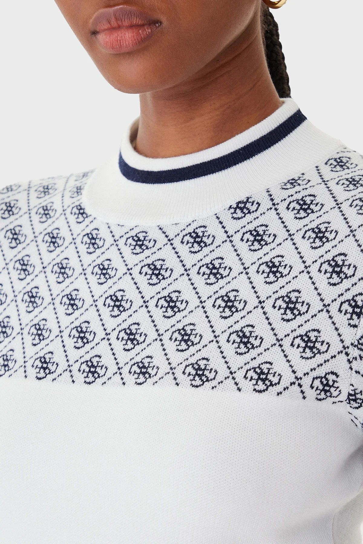 Guess Mock 4G Logolu Slim Fit Yarım Balıkçı Yaka W5BR24Z3JD2 Bayan Kazak W5BR24 Z3JD2 F0YU EKRU - 5