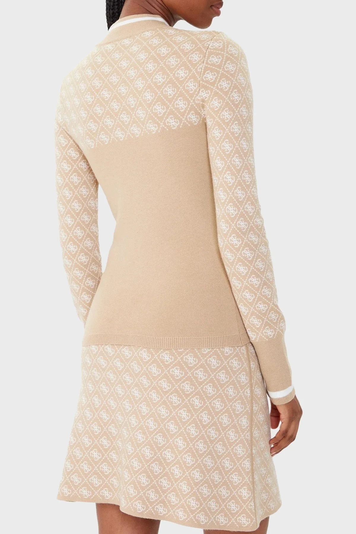 Guess Mock 4G Logolu Slim Fit Yarım Balıkçı Yaka W5BR24Z3JD2 Bayan Kazak W5BR24 Z3JD2 FNI4 BEJ - 3