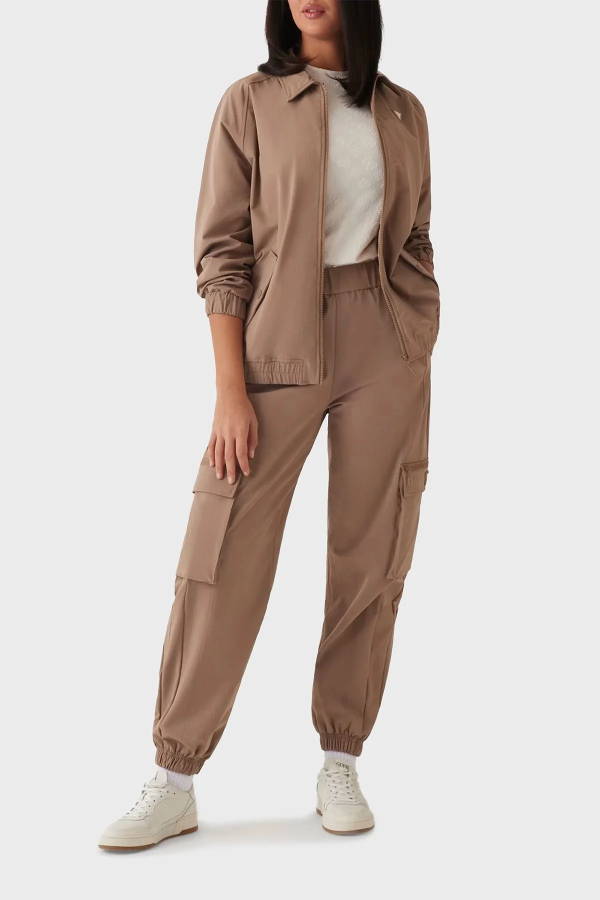 Guess Monica Tamamı 4G Logolu Slim Fit Bisiklet Yaka V5RI02KCLG2 Bayan T Shirt V5RI02 KCLG2 P6EB EKRU - 6