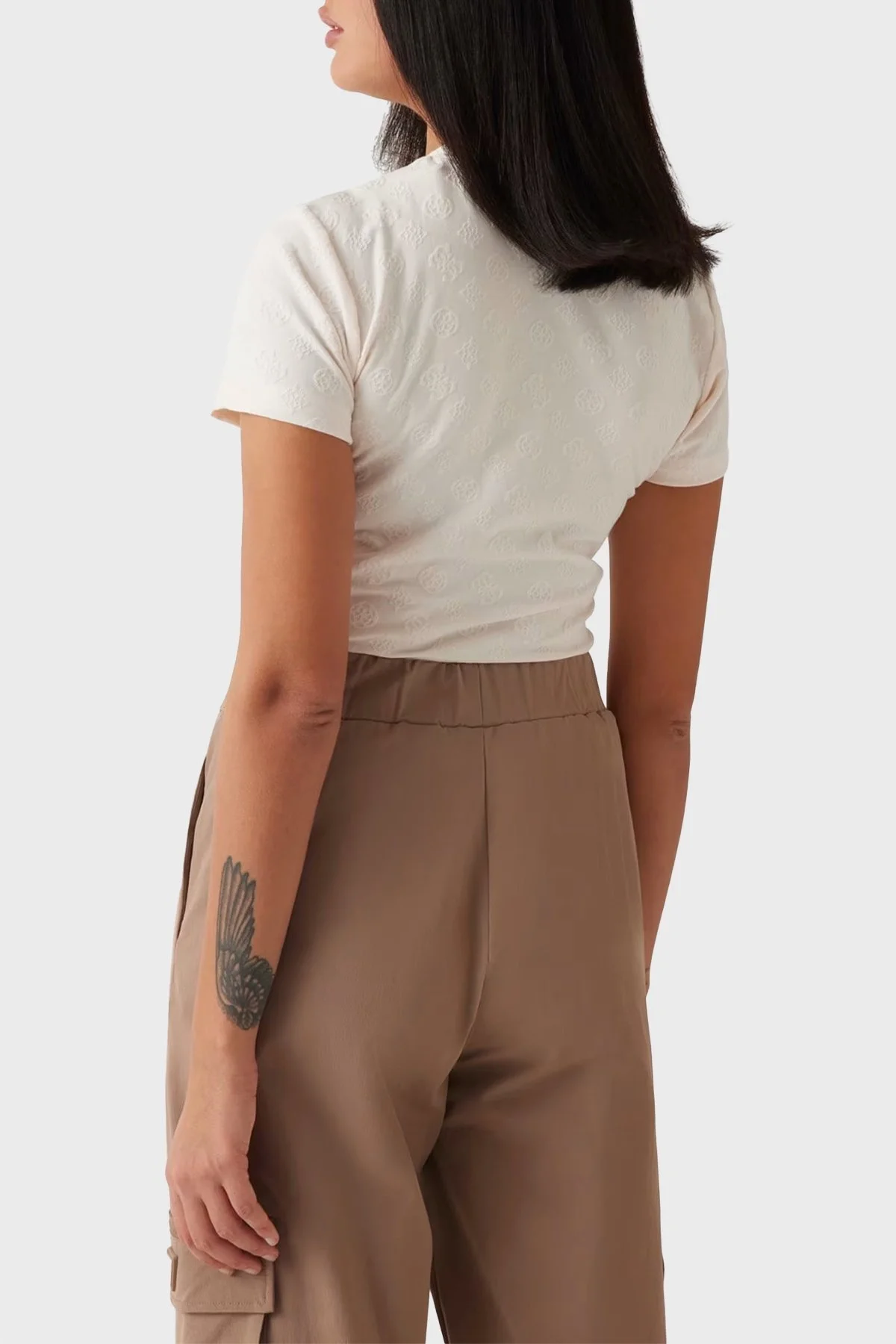 Guess Monica Tamamı 4G Logolu Slim Fit Bisiklet Yaka V5RI02KCLG2 Bayan T Shirt V5RI02 KCLG2 P6EB EKRU - 7