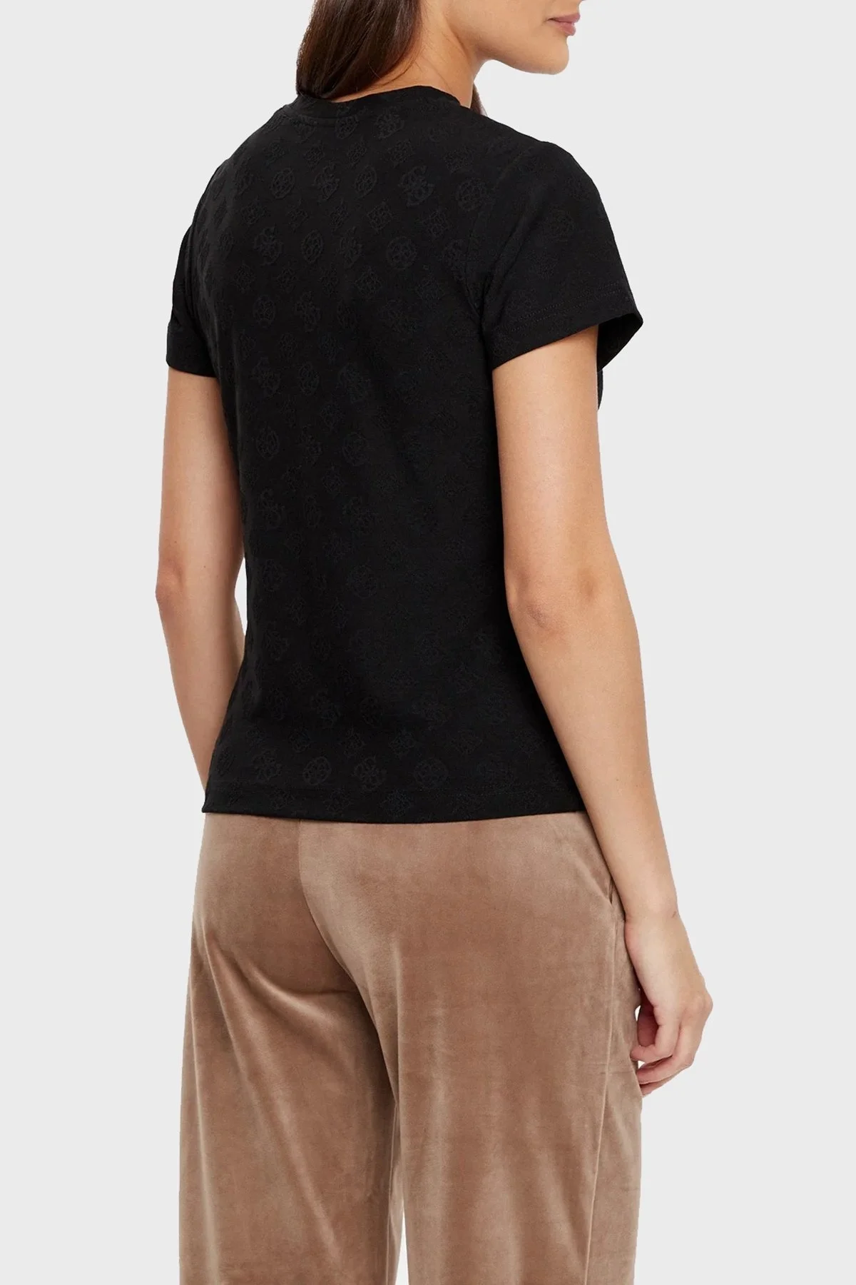 Guess Monica Tamamı 4G Logolu Slim Fit Bisiklet Yaka V5RI02KCLG2 Bayan T Shirt V5RI02 KCLG2 P9ZV SİYAH - 8