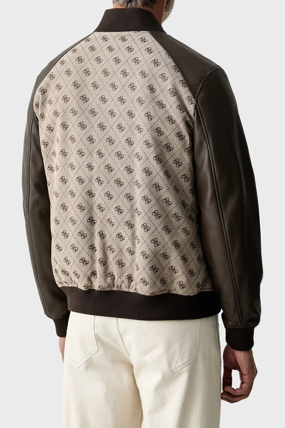 Guess Monogram 4G Logolu Regular Fit Kolej Yaka Bomber M6YL13W2804 Erkek Ceket M6YL13 W2804 FN4K Bej-kahve - 3
