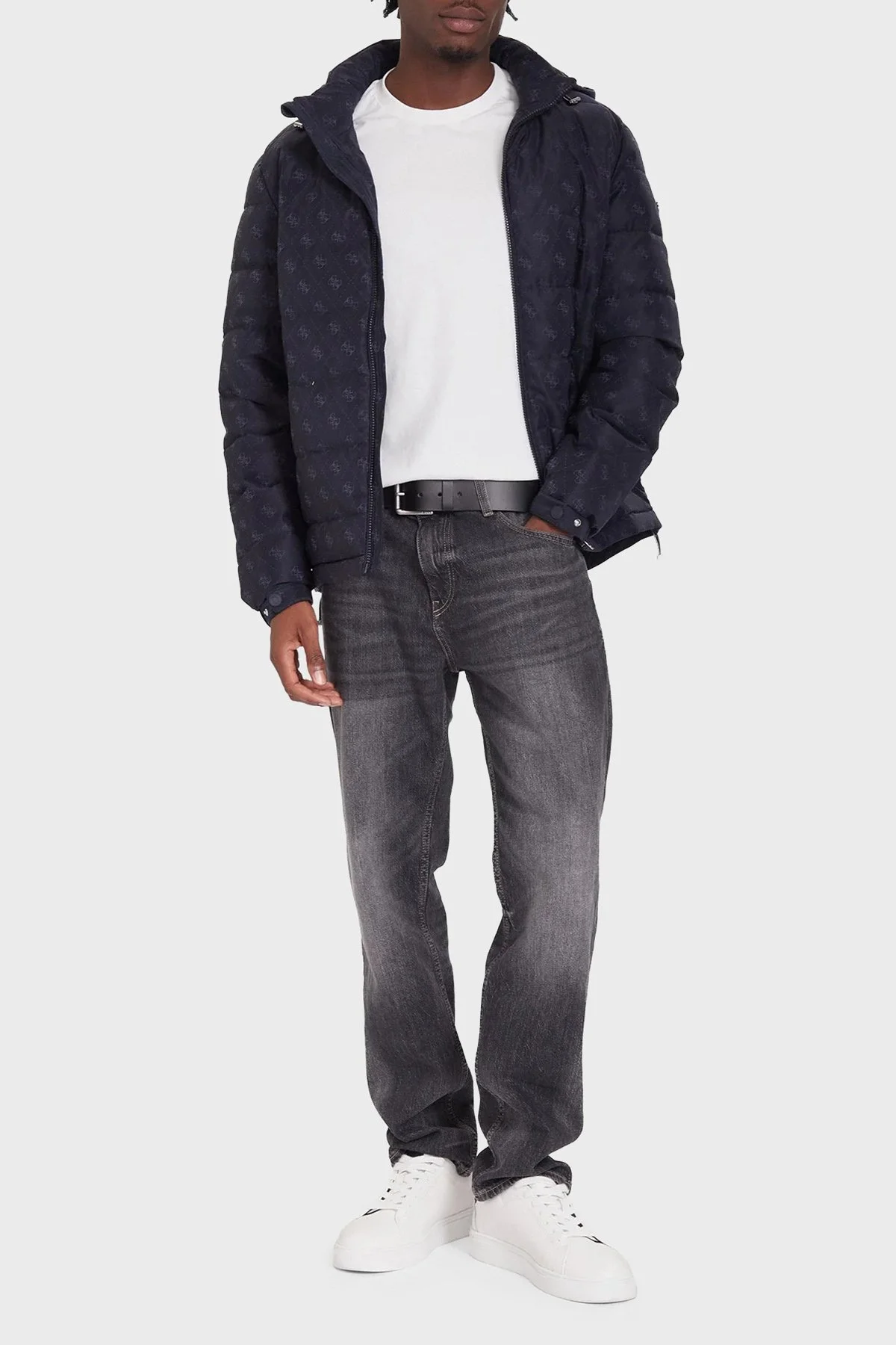 Guess Monogram Logolu Relaxed Fit Kapüşonlu Suya Dayanıklı M5BL0BW2322 Erkek Mont M5BL0B W2322 FBDB LACİVERT - 2