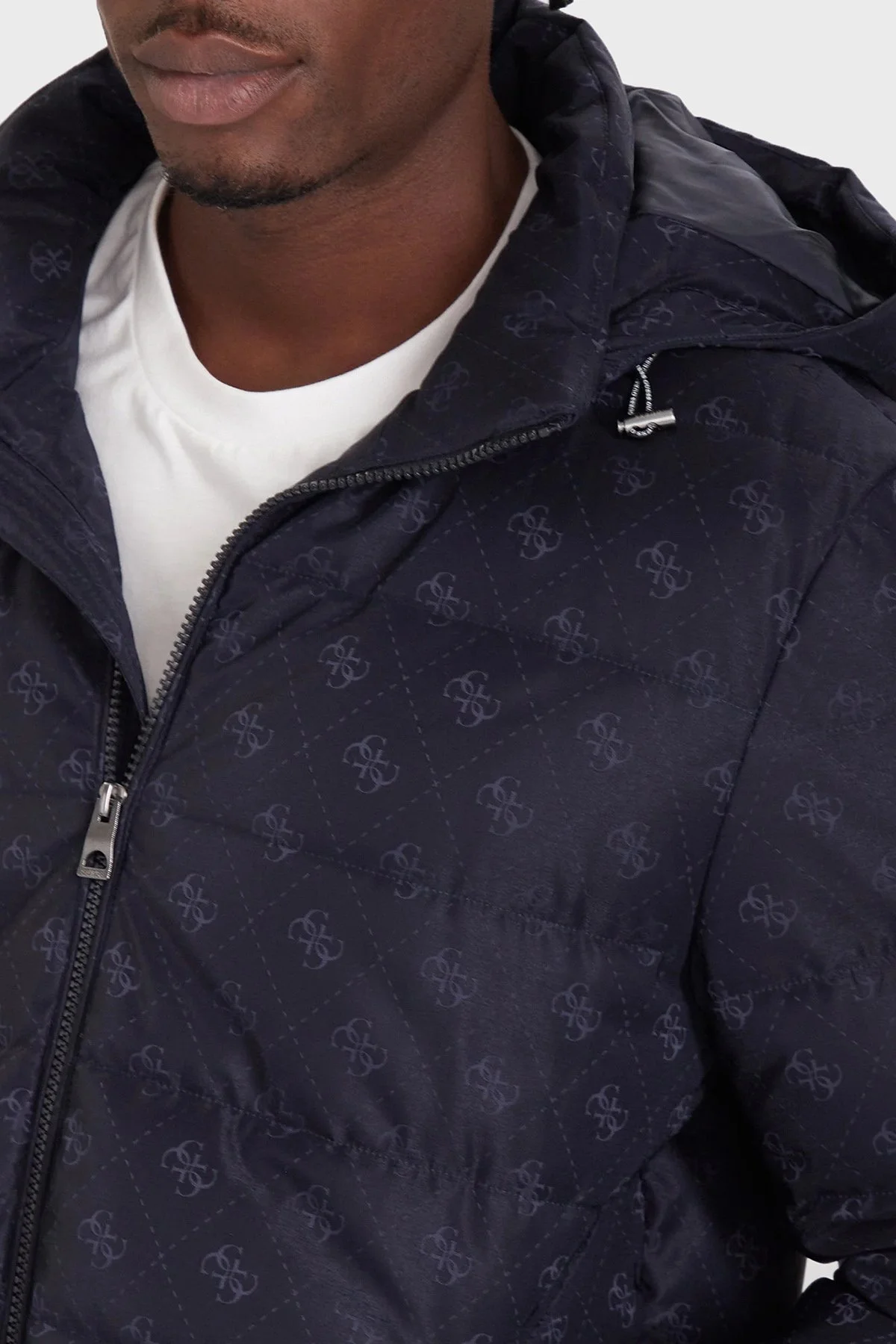 Guess Monogram Logolu Relaxed Fit Kapüşonlu Suya Dayanıklı M5BL0BW2322 Erkek Mont M5BL0B W2322 FBDB LACİVERT - 5