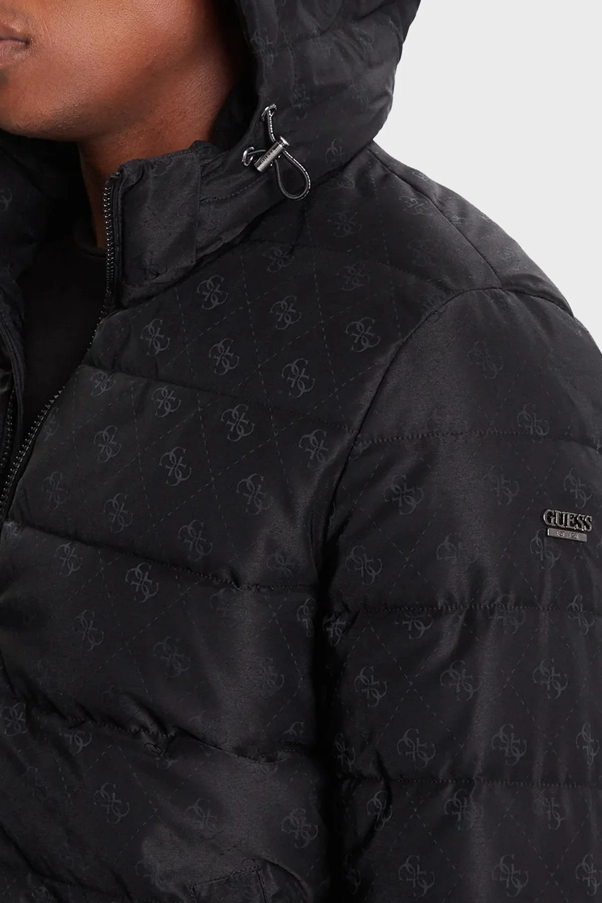 Guess Monogram Logolu Relaxed Fit Kapüşonlu Suya Dayanıklı M5BL0BW2322 Erkek Mont M5BL0B W2322 FJAJ SİYAH - 5