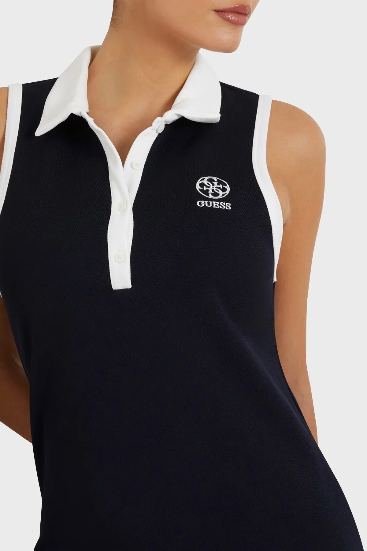 Guess Mylah Bodycon Polo Yaka Mini V4GK02KBFB2 Bayan Elbise V4GK02 KBFB2 A71W LACİVERT - 4