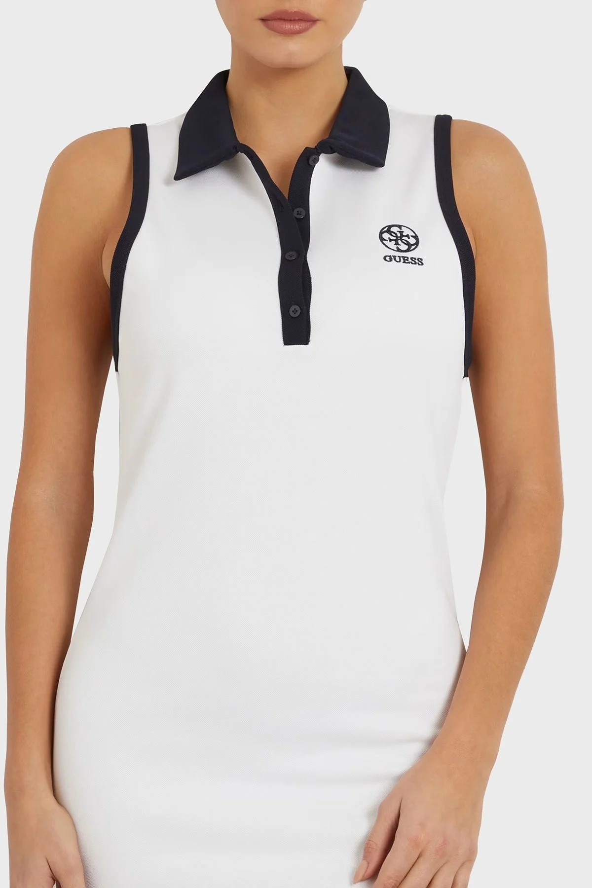 Guess Mylah Bodycon Polo Yaka Mini V4GK02KBFB2 Bayan Elbise V4GK02 KBFB2 G011 BEYAZ - 4