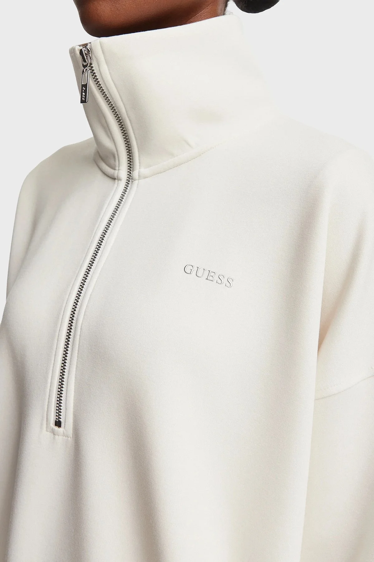 Guess Nat Logolu Yarım Fermuarlı Dik Yaka V6YQ25K4801 Kadın Sweat V6YQ25 K4801 A138 Lacivert - 4