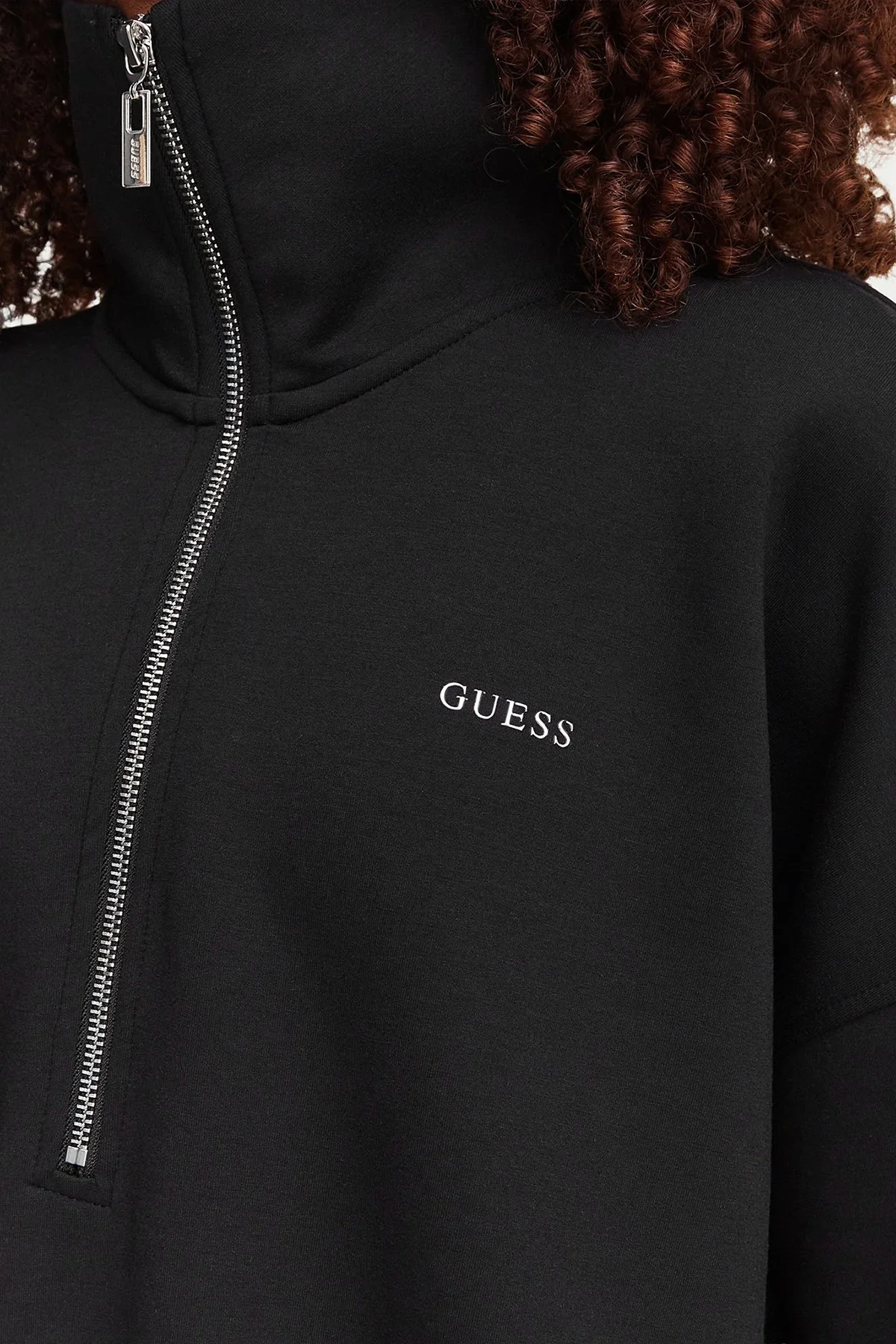 Guess Nat Relaxed Fit Dik Yaka V6YQ25K4801 Kadın Sweat V6YQ25 K4801 JBLK Siyah - 5