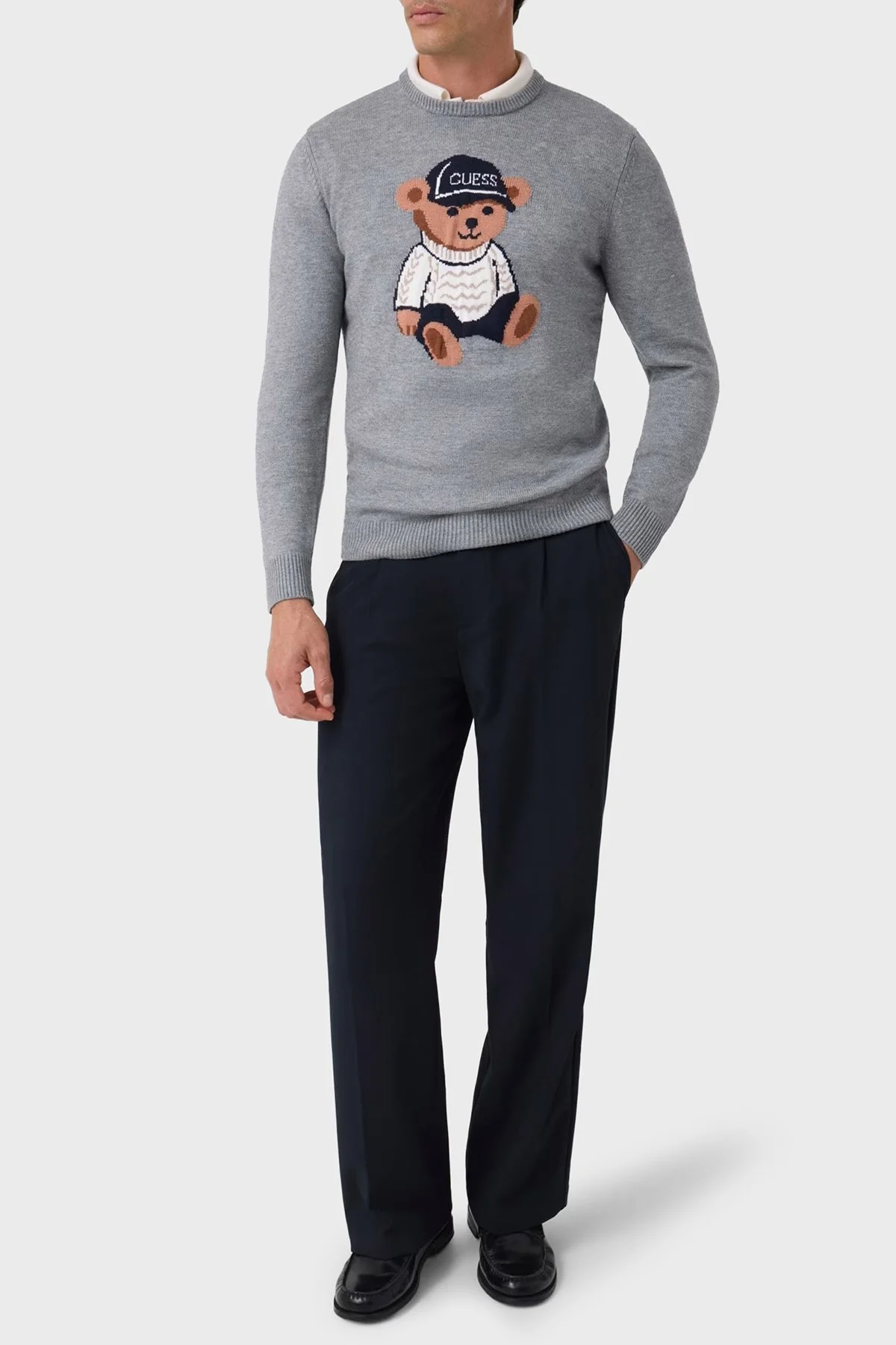 Guess Navin Logolu Regular Fit Bisiklet Yaka Erkek Kazak M6BR42 Z1604 H9C8 Gri - 2