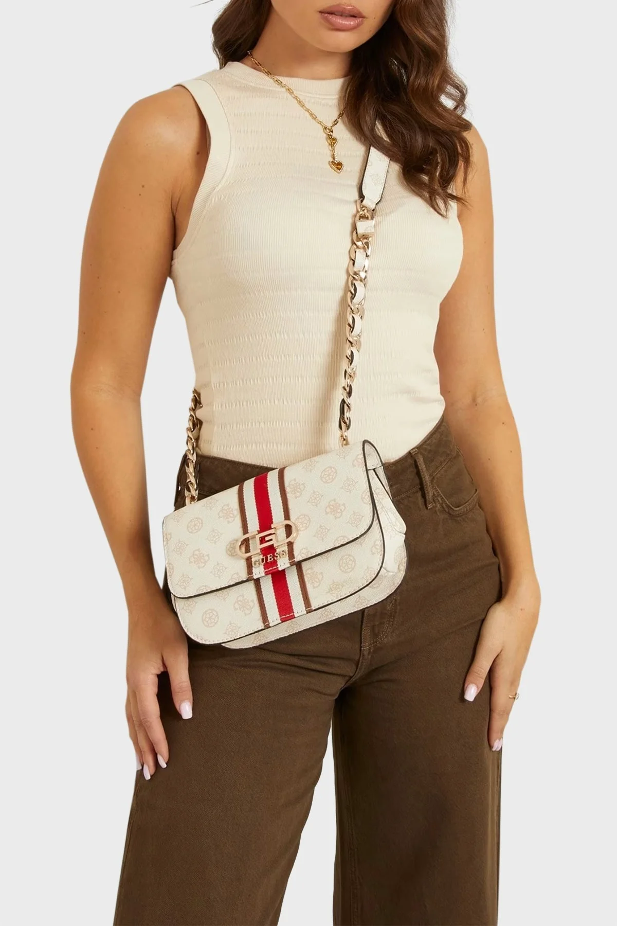 Guess Nelka Logolu HWPG9307200 Bayan Çanta HWPG9307200 CRG KREM - 2