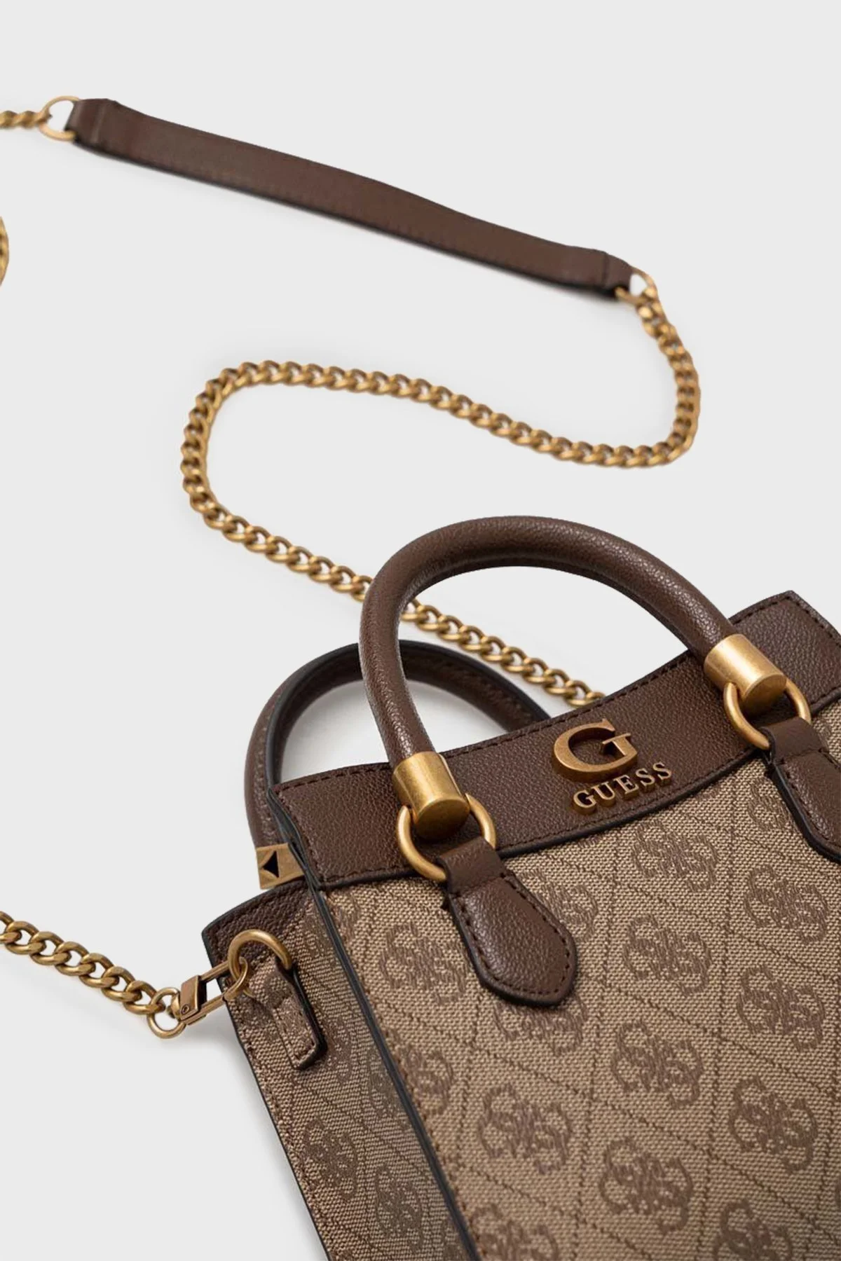 Guess Nell Fermuarlı Çıkarılabilir Zincir Askılı Bayan Çanta HWSB8735760 LGW KAHVE - 5