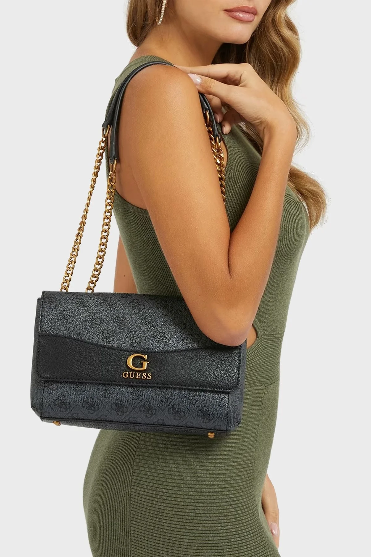 Guess Nell Logolu Zincir Askılı Bayan Çanta HWSB8735210 CLO ANTRASİT - 2