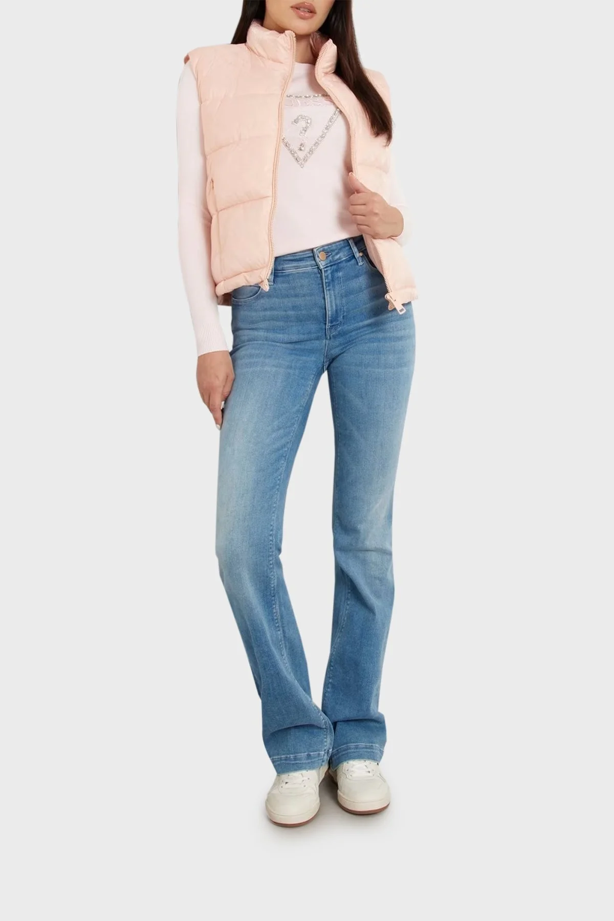 Guess New 4G Logo Crop Şişme W4YL15WGAL2 Bayan Yelek W4YL15 WGAL2 G6I1 PUDRA - 8