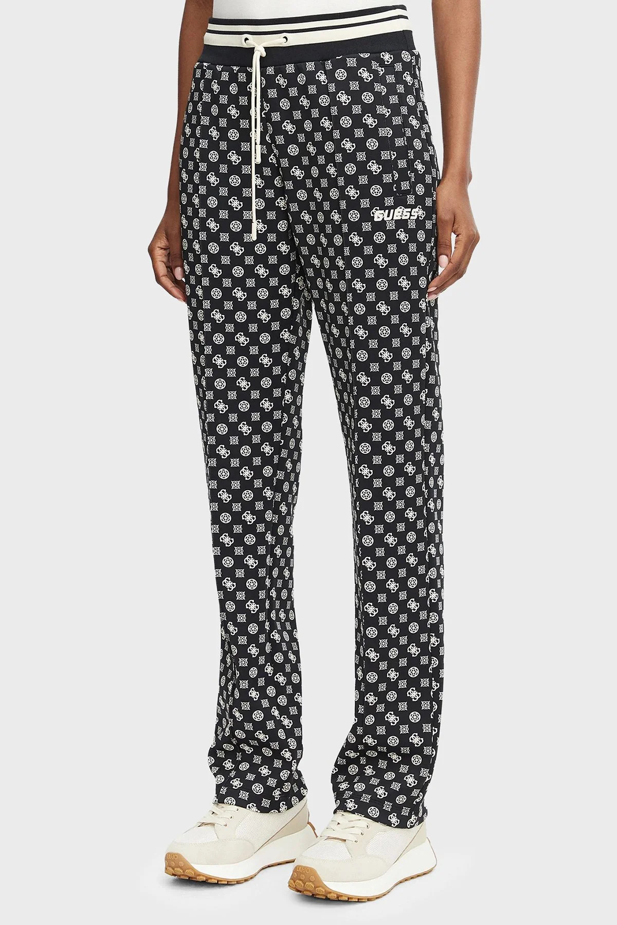 Guess New Aggie Scuba Regular Fit Logo Baskılı Normal Bel V5YB20KB212 Kadın Pantolon V5YB20 KB212 PMQW Siyah - 1
