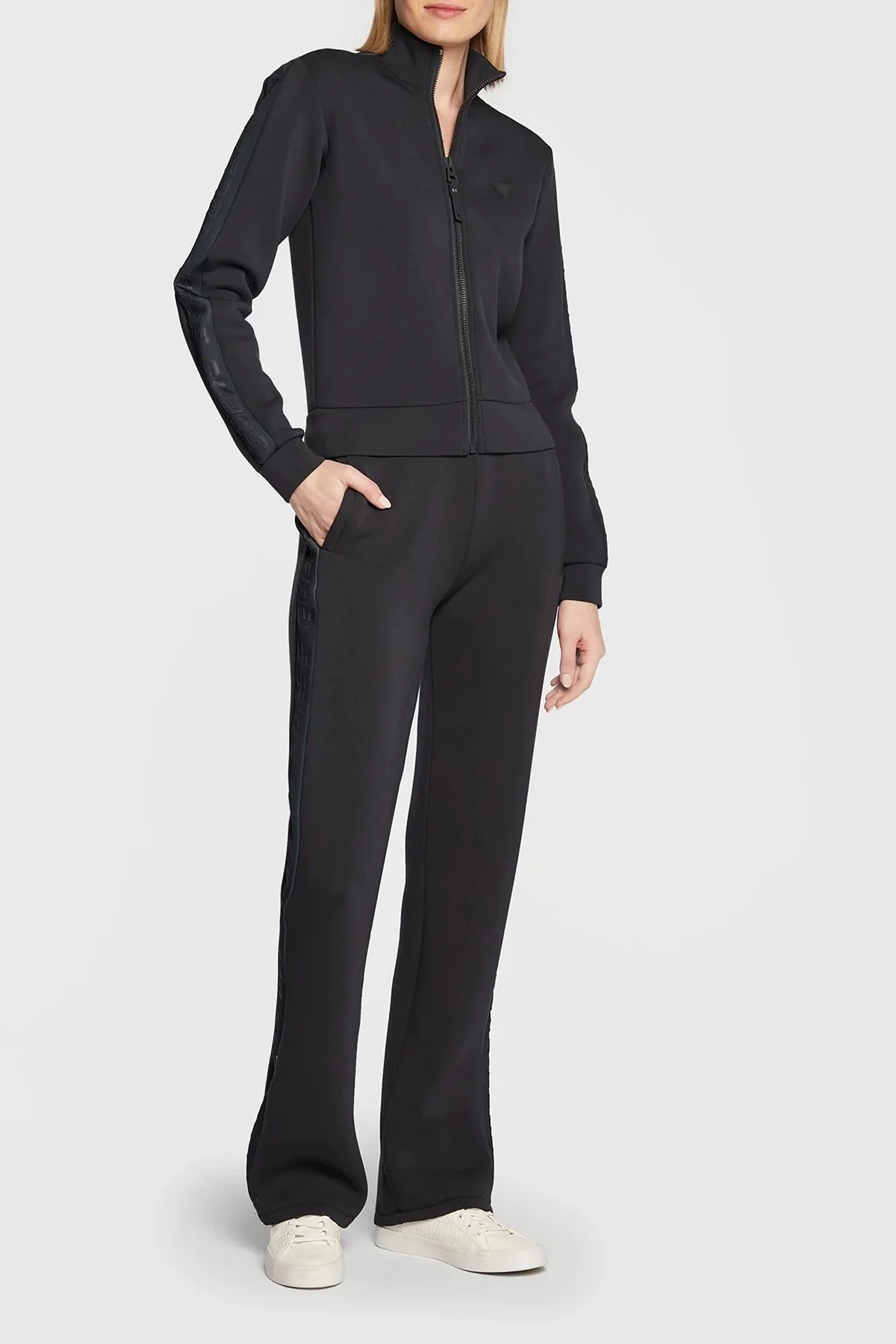 Guess New Allie Logo Şeritli Regular Fit Fermuarlı Dik Yaka Bayan Sweat V2YQ17K7UW2 JBLK SİYAH - 3