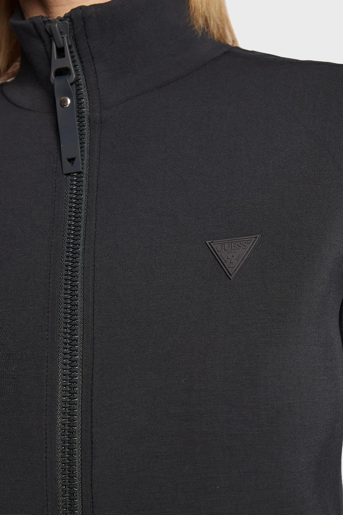 Guess New Allie Logo Şeritli Regular Fit Fermuarlı Dik Yaka Bayan Sweat V2YQ17K7UW2 JBLK SİYAH - 5