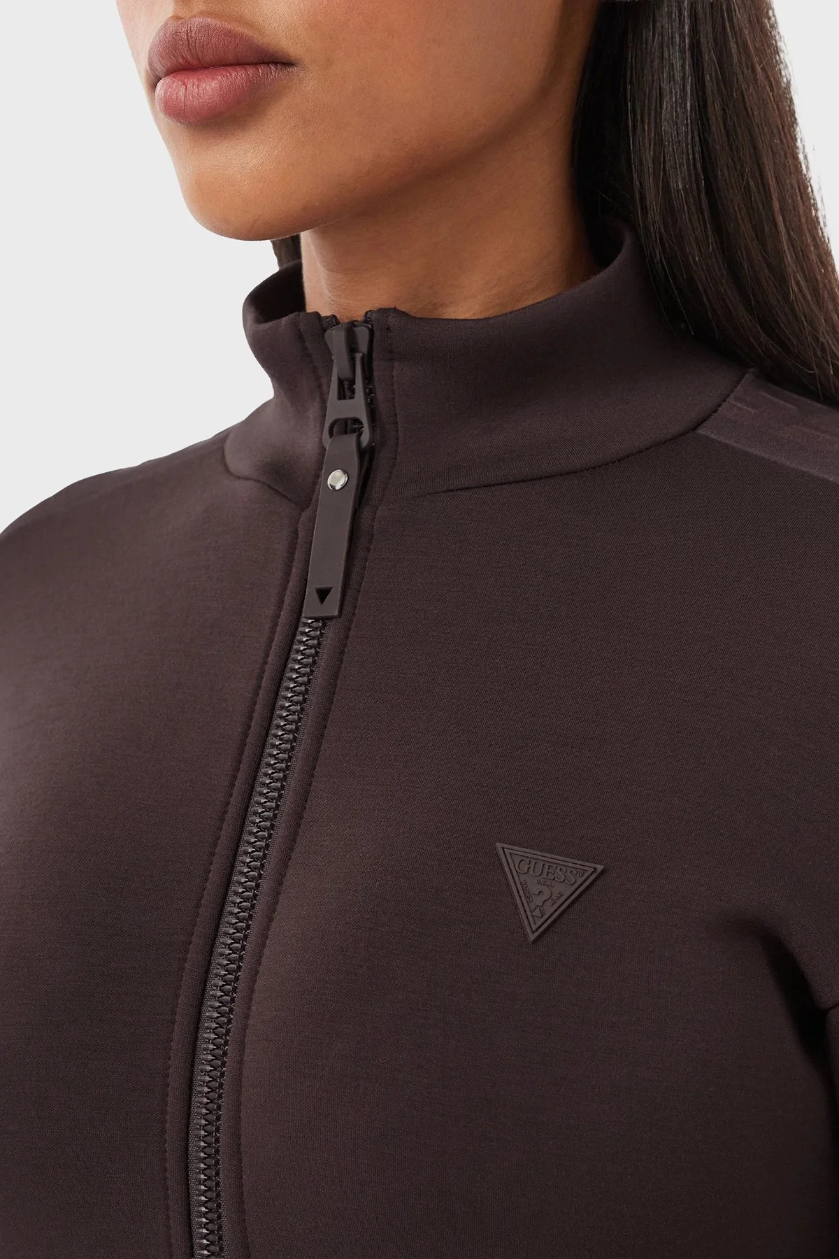 Guess New Allie Logo Şeritli Regular Fit Fermuarlı Dik Yaka V2YQ17K7UW2 Kadın Sweat V2YQ17 K7UW2 A11R Kahve - 4