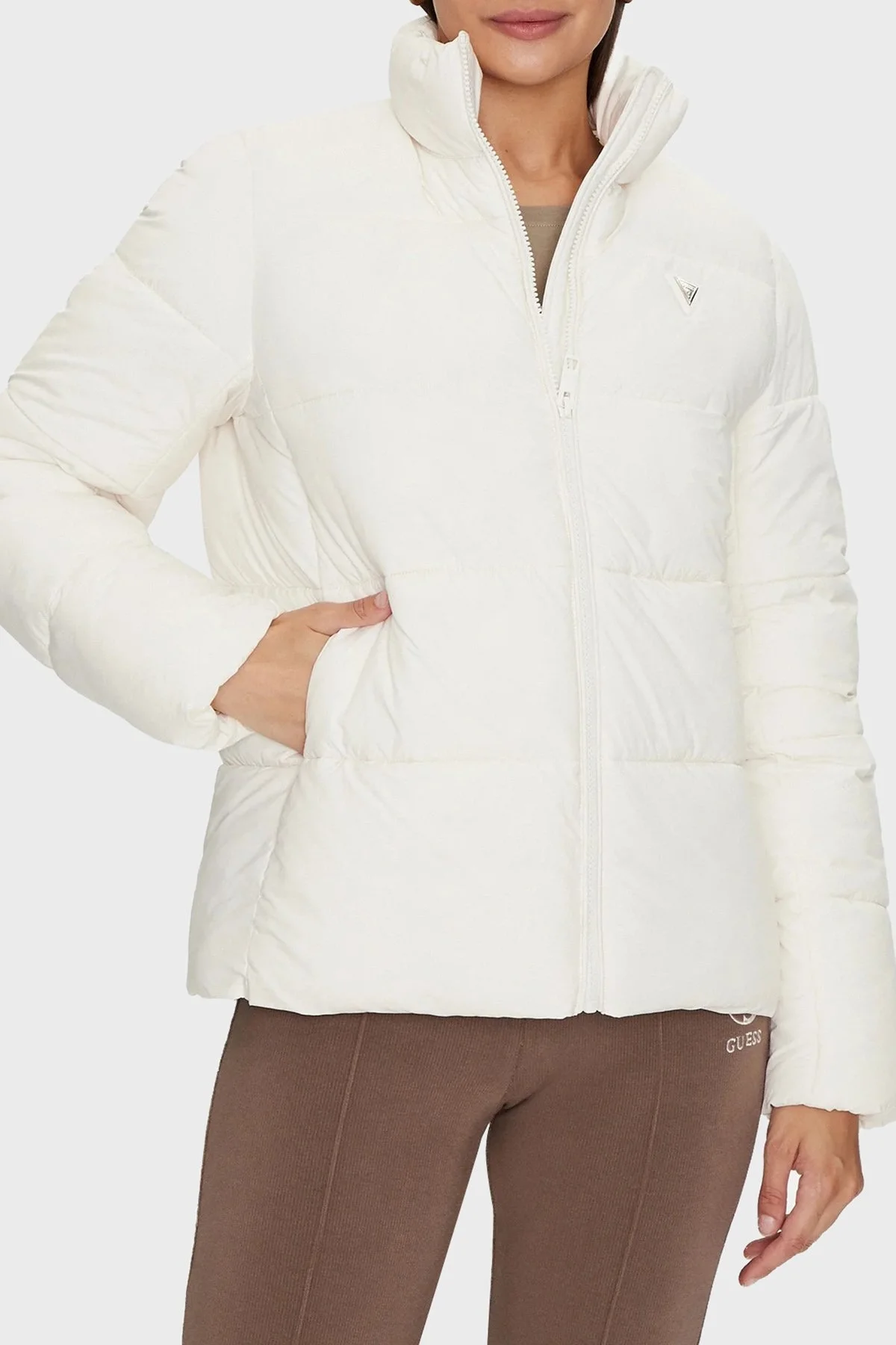 Guess New Claduia Regular Fit Dik Yaka V4YL03WFUD0 Bayan Mont V4YL03 WFUD0 G1O6 EKRU - 7