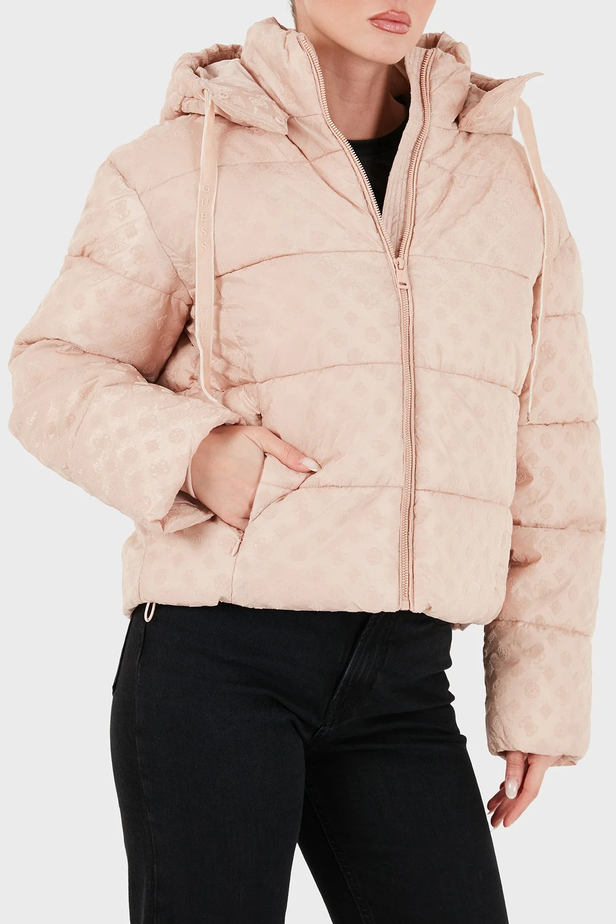 Guess New Daisy Kapitoneli Regular Fit Kapüşonlu Suya Dayanıklı W6BL56W4195 Kadın Mont W6BL56 W4195 G6I6 Gül kurusu - 5