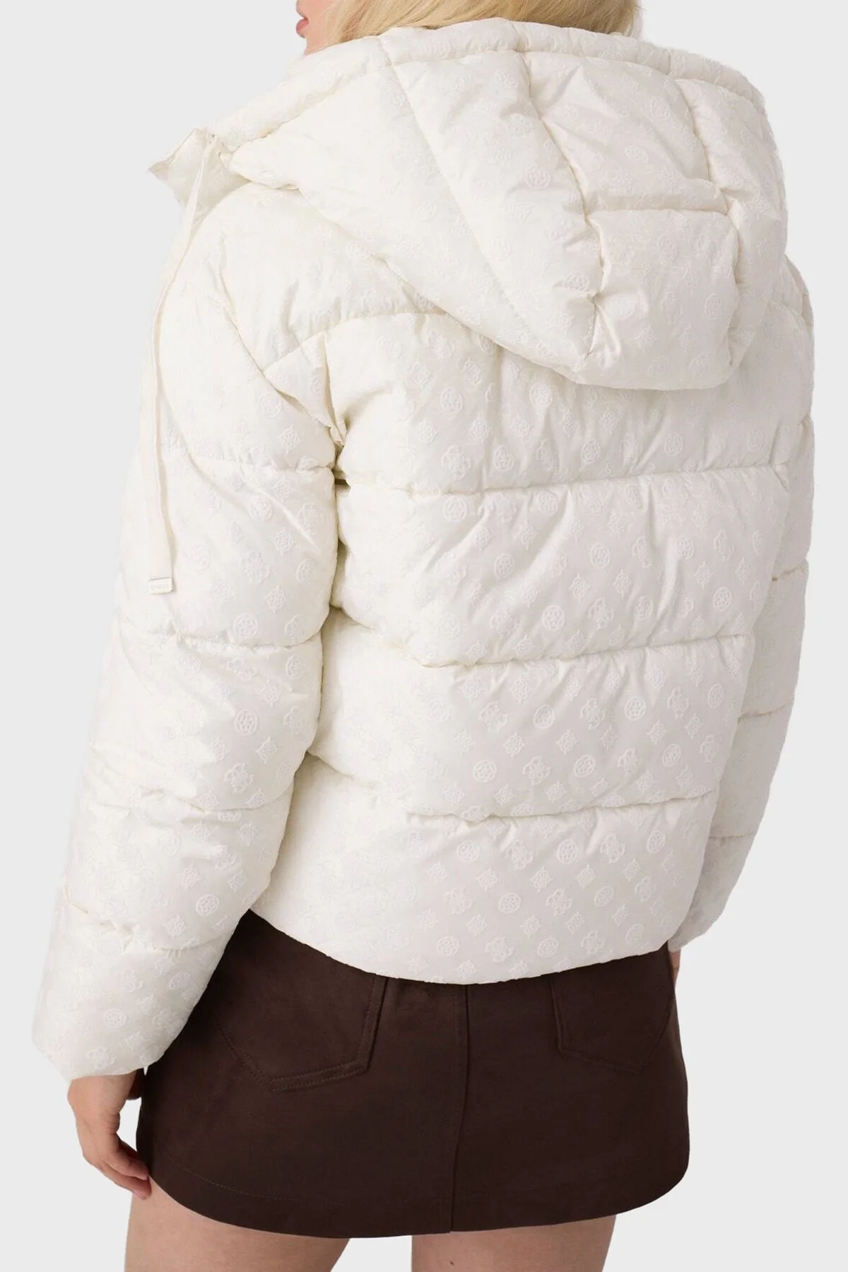 Guess New Daisy Suya Dayanıklı 4G Logolu Kapüşonlu W6BL56W4195 Kadın Mont W6BL56 W4195 G012 Beyaz - 3