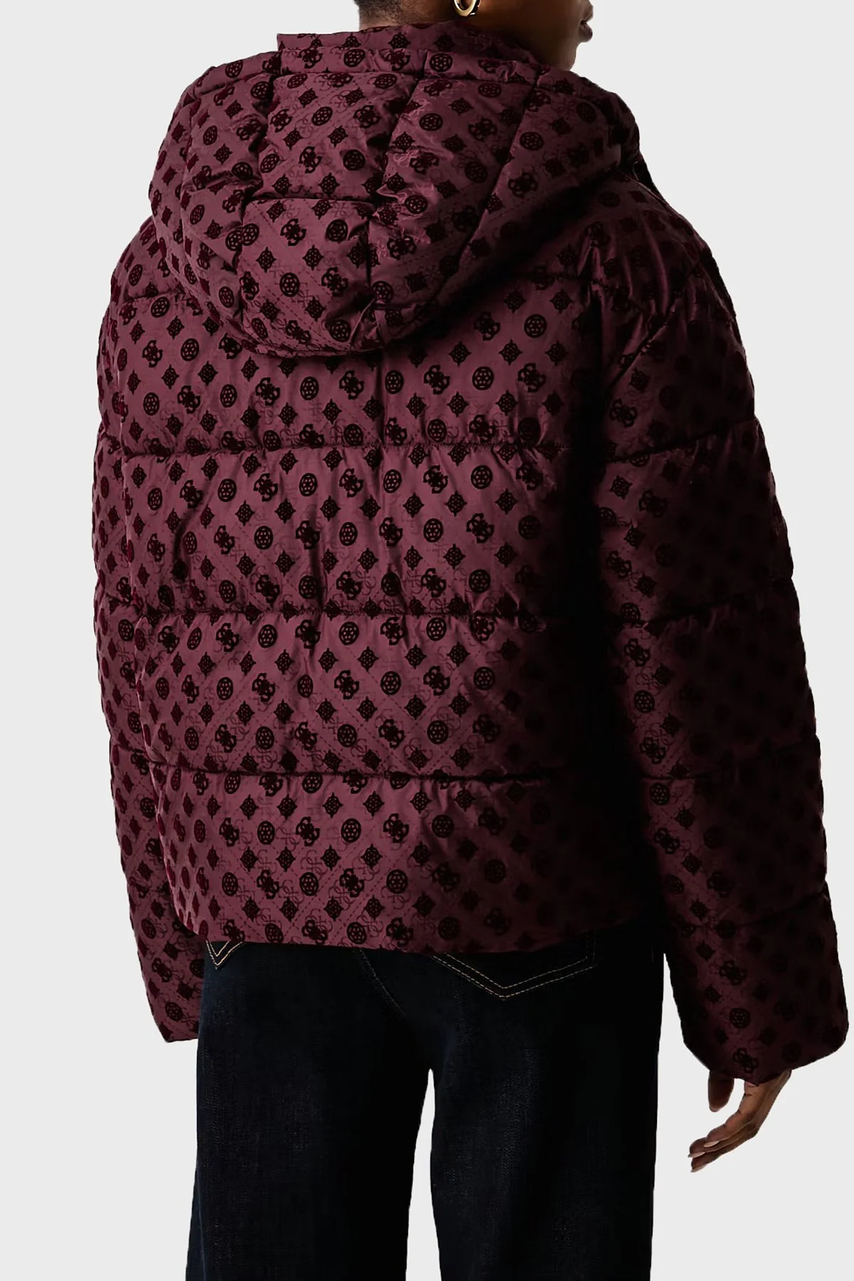Guess New Daisy Suya Dayanıklı 4G Logolu Kapüşonlu W6BL56W4195 Kadın Mont W6BL56 W4195 G596 Bordo - 3