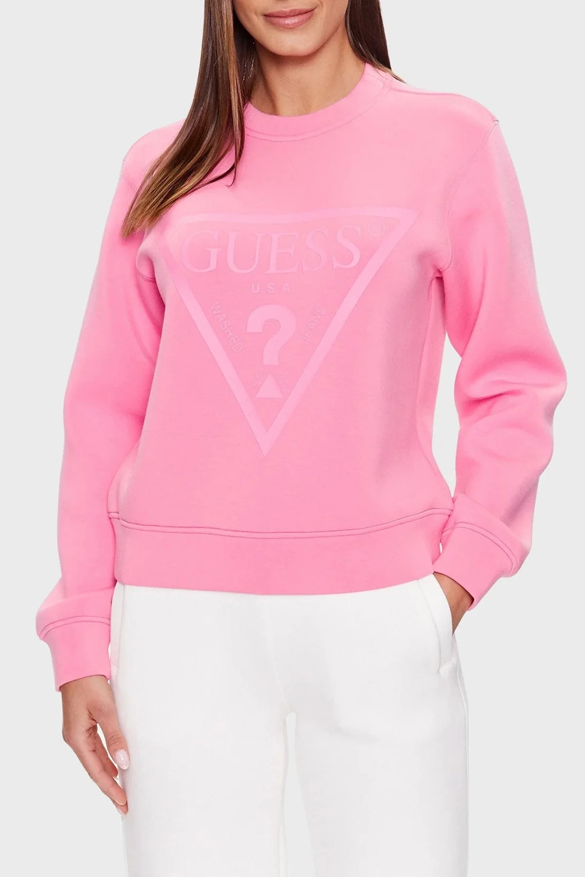Guess New Elly Regular Fit Yumuşak Dokulu Scuba Bayan Sweat V3RQ19K7UW2 G65C FUŞYA - 1