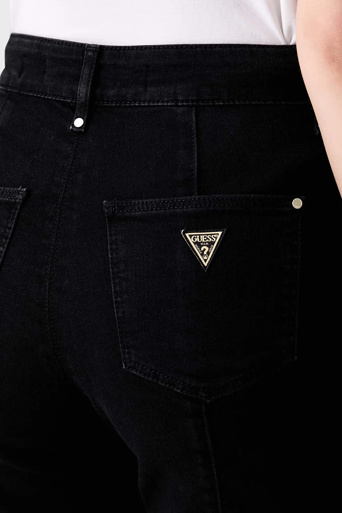 Guess New Faye Chino Jean W5RA0PD4PZ1 Kadın Kot Pantolon W5RA0P D4PZ1 CBL1 Siyah - 4