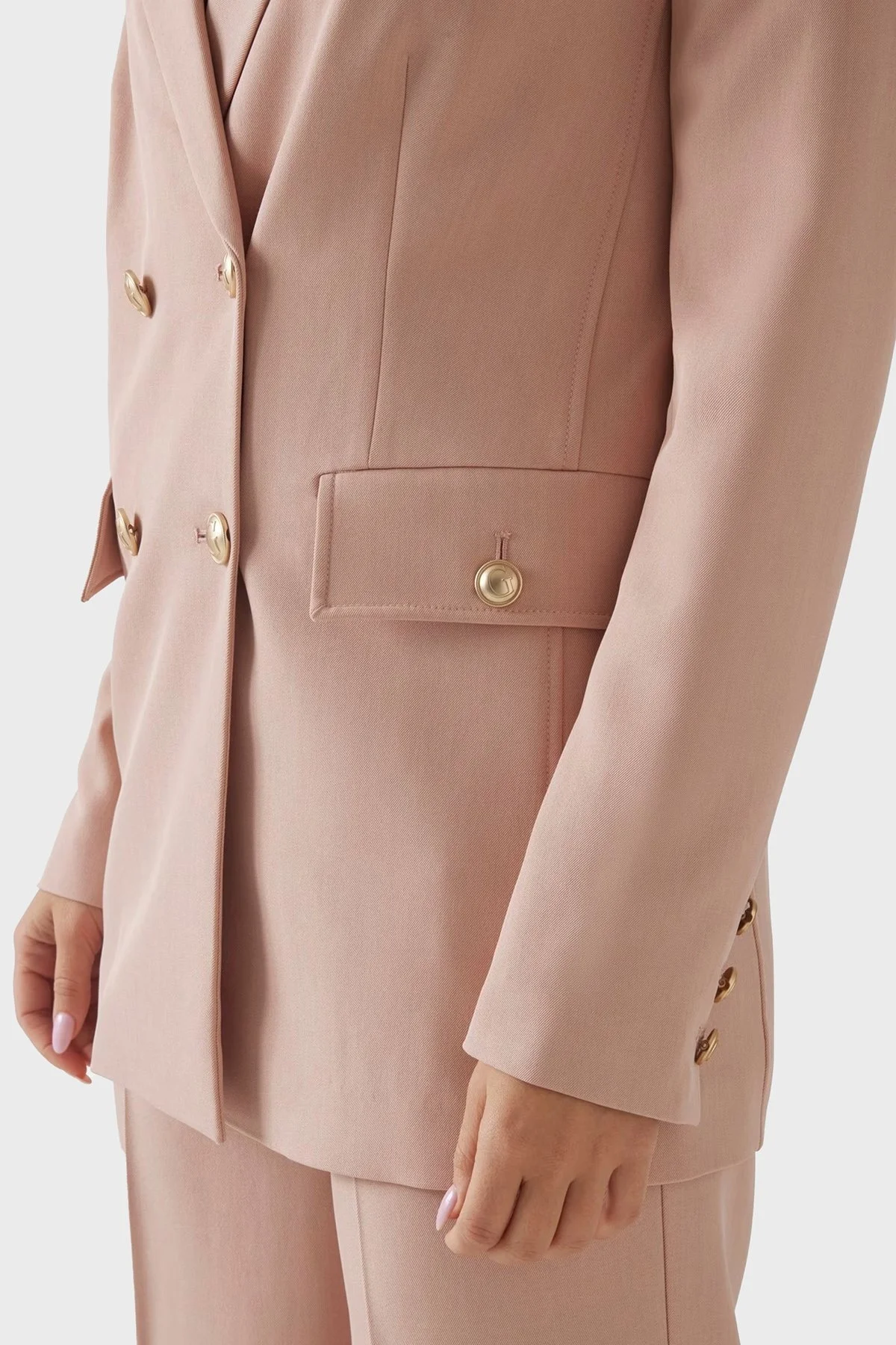 Guess New Fiona Regular Fit Mono Yaka Kruvaze Blazer W5RN49WGX02 Bayan Ceket W5RN49 WGX02 F6K9 PUDRA - 9