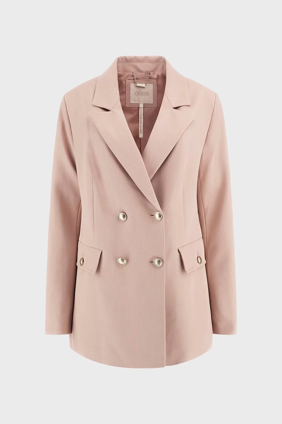 Guess New Fiona Regular Fit Mono Yaka Kruvaze Blazer W5RN49WGX02 Bayan Ceket W5RN49 WGX02 F6K9 PUDRA - 10