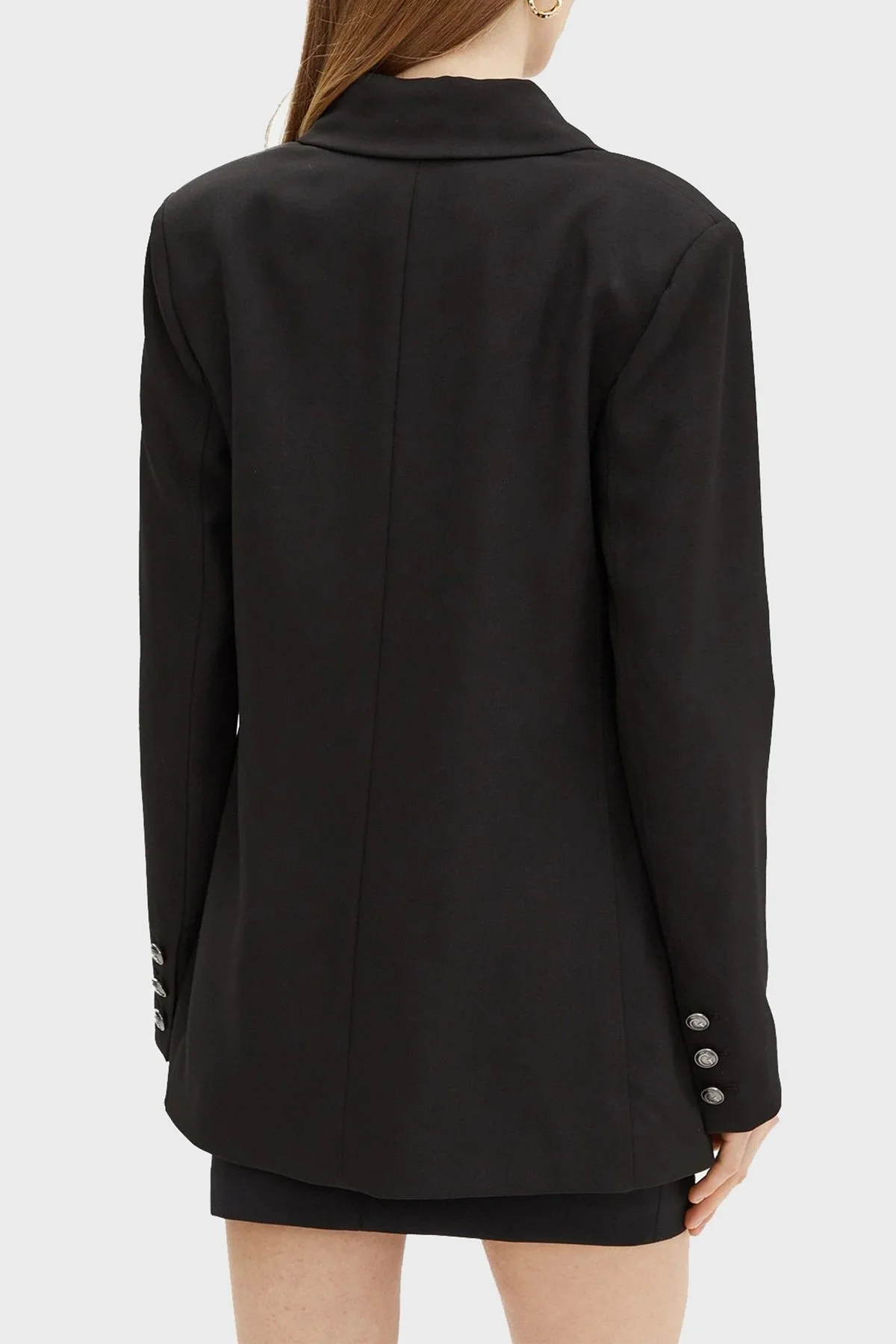 Guess New Fiona Regular Fit Mono Yaka Kruvaze Blazer W5RN49WGX02 Bayan Ceket W5RN49 WGX02 JBLK SİYAH - 8