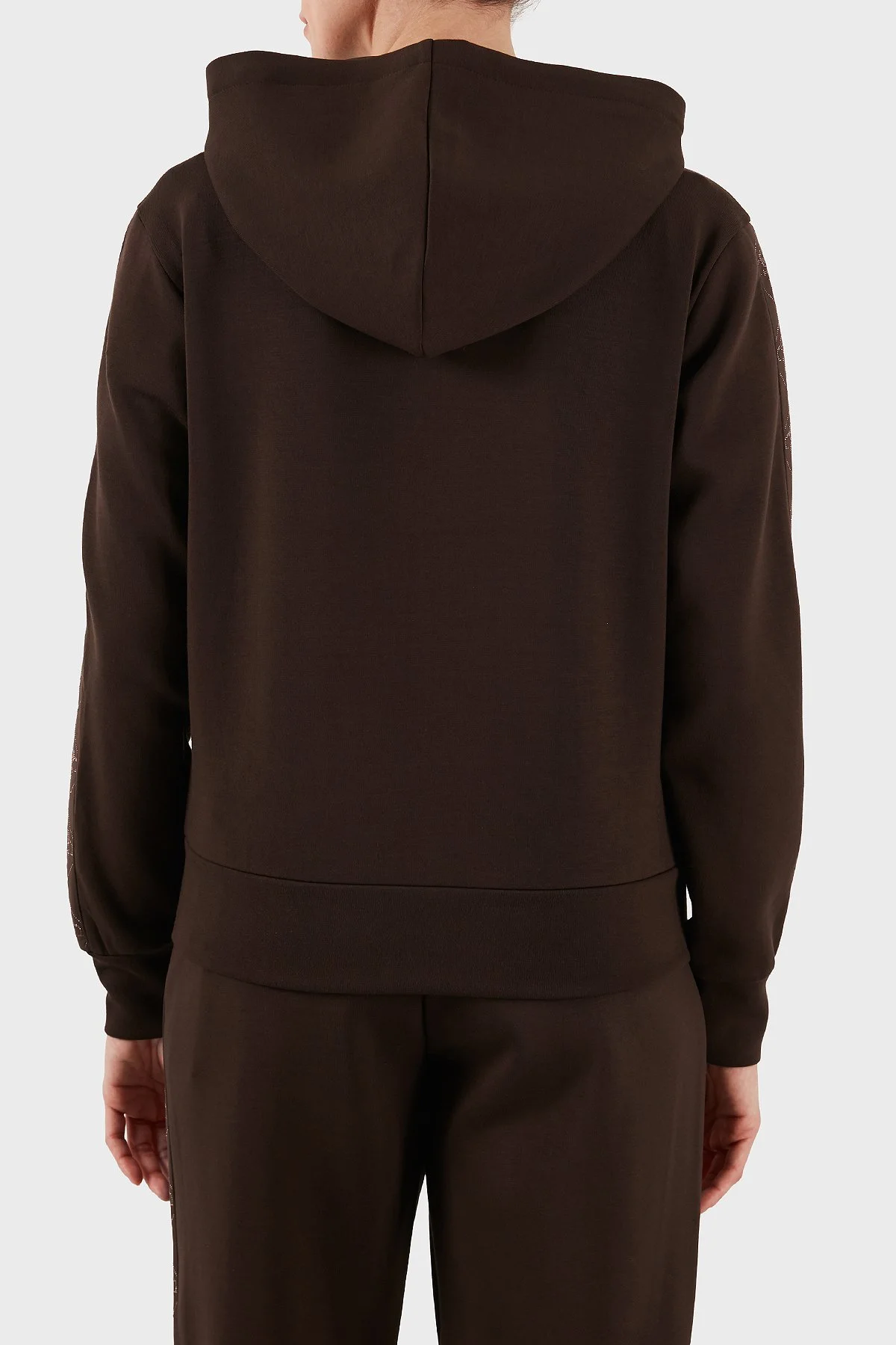 Guess New Hooded Regular Fit Kapüşonlu Yaka Logolu Fermuarlı W5YQ05KBYE2 Bayan Sweat W5YQ05 KBYE2 G1EB KAHVE - 3