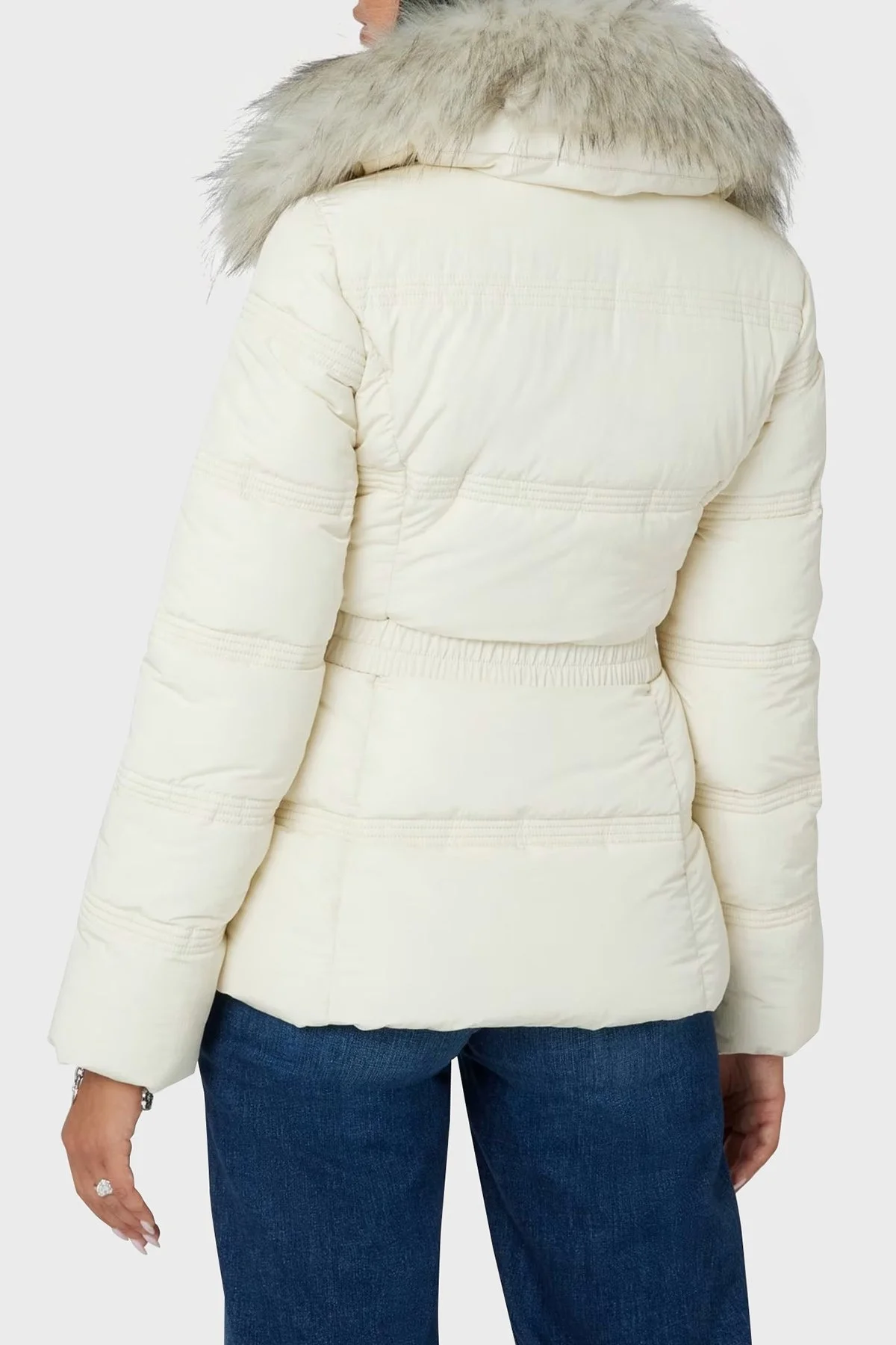 Guess New Marisol Slim Fit Suya Dayanıklı Dik Yaka Şişme W4BL43WGK22 Bayan Mont W4BL43 WGK22 G1CV EKRU - 7