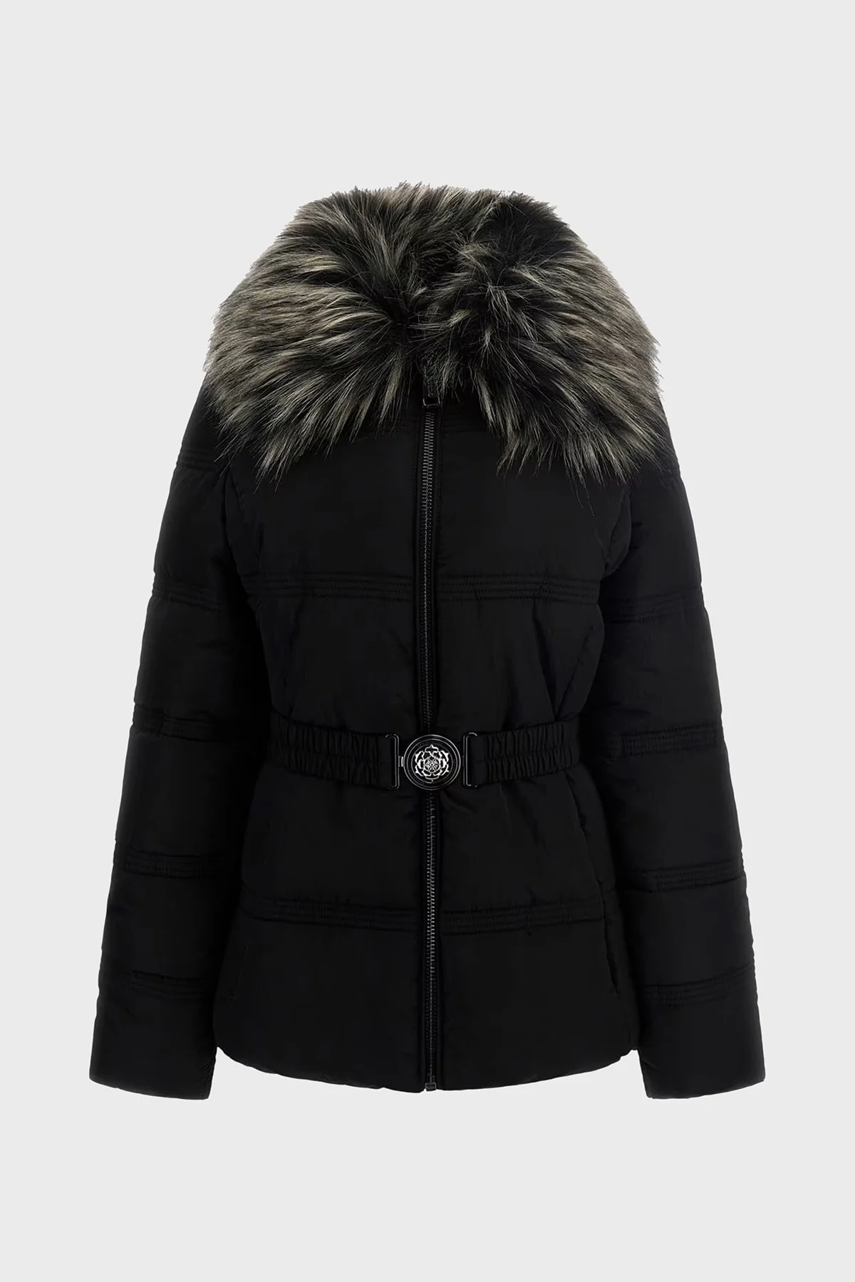 Guess New Marisol Slim Fit Suya Dayanıklı Kürklü Şişme W4BL43WGK22 Bayan Mont W4BL43 WGK22 JBLK SİYAH - 5