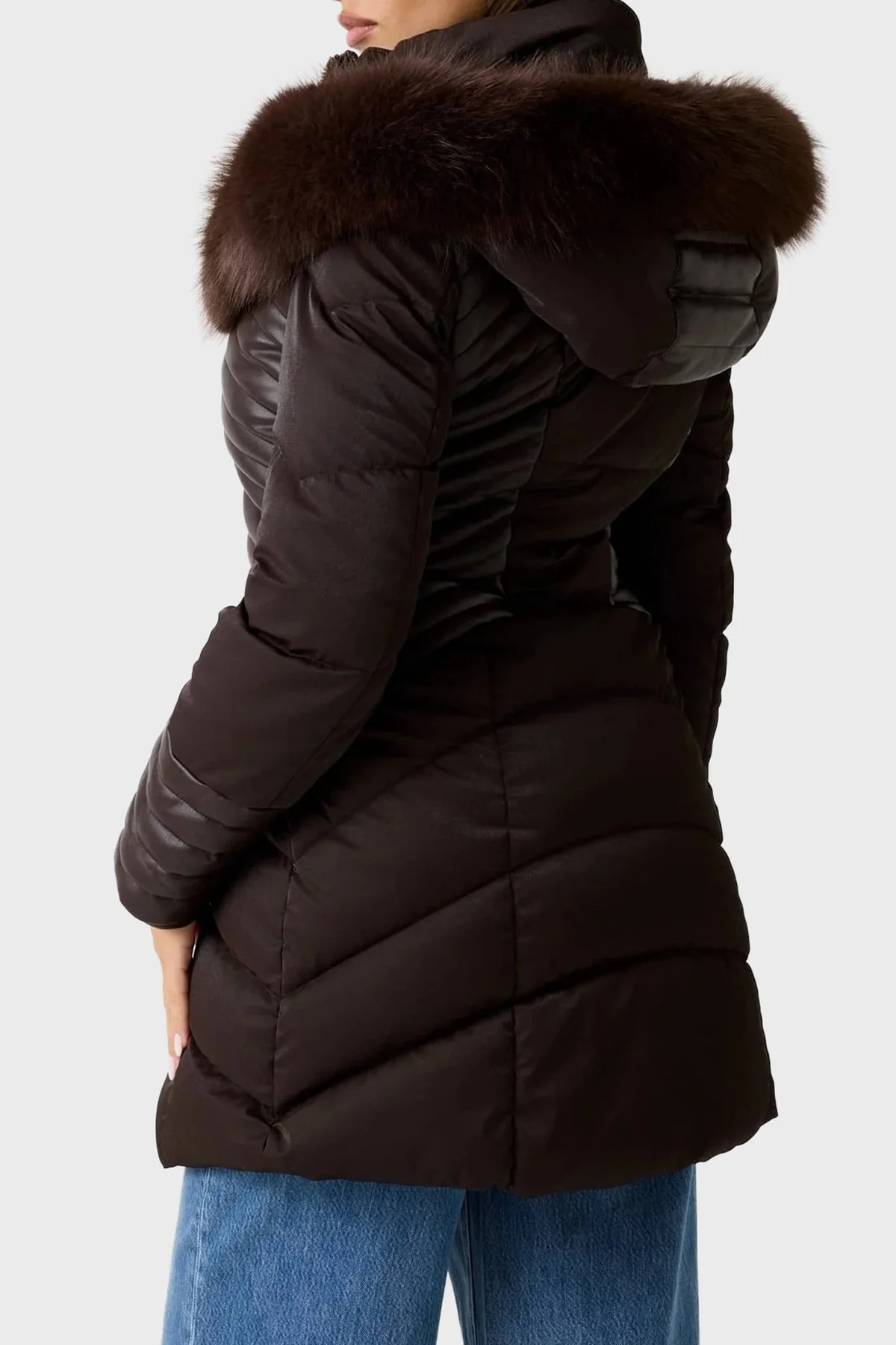 Guess New Oxana Regular Fit Fermuarlı Kapüşonlu Şişme W4BL61WGLZ0 Bayan Mont W4BL61 WGLZ0 G1EB KAHVE - 3