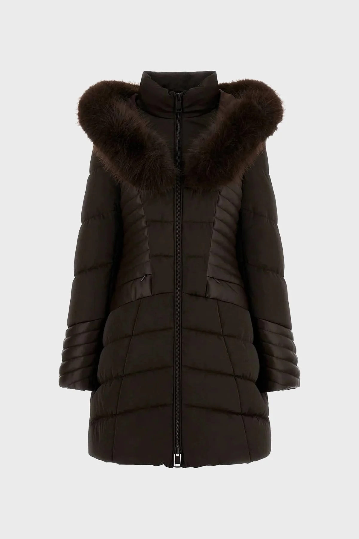 Guess New Oxana Regular Fit Fermuarlı Kapüşonlu Şişme W4BL61WGLZ0 Bayan Mont W4BL61 WGLZ0 G1EB KAHVE - 6