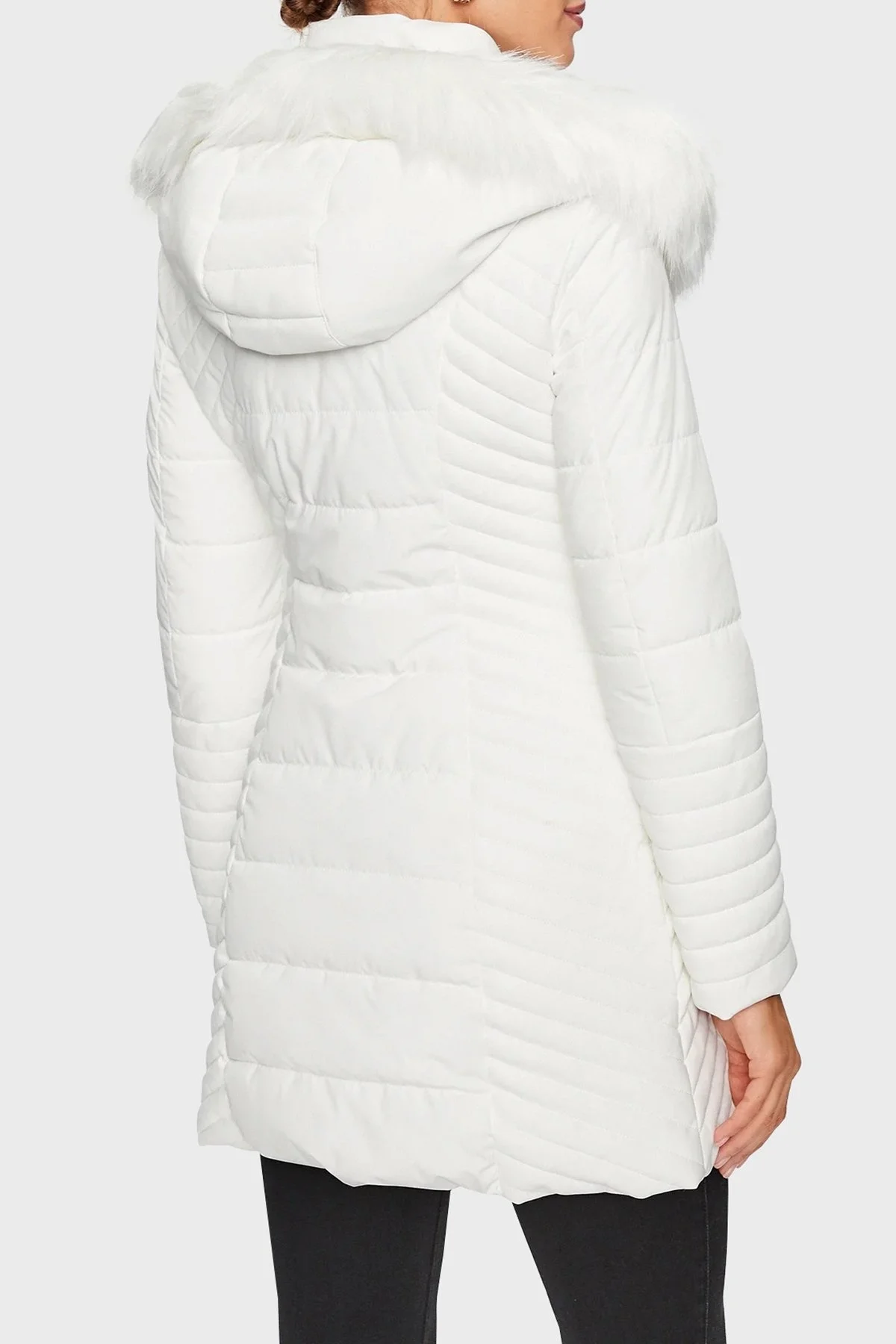 Guess New Oxana Slim Fit Suya Dayanıklı Şişme Bayan Mont W3BL26W6NW2 G011 BEYAZ - 2
