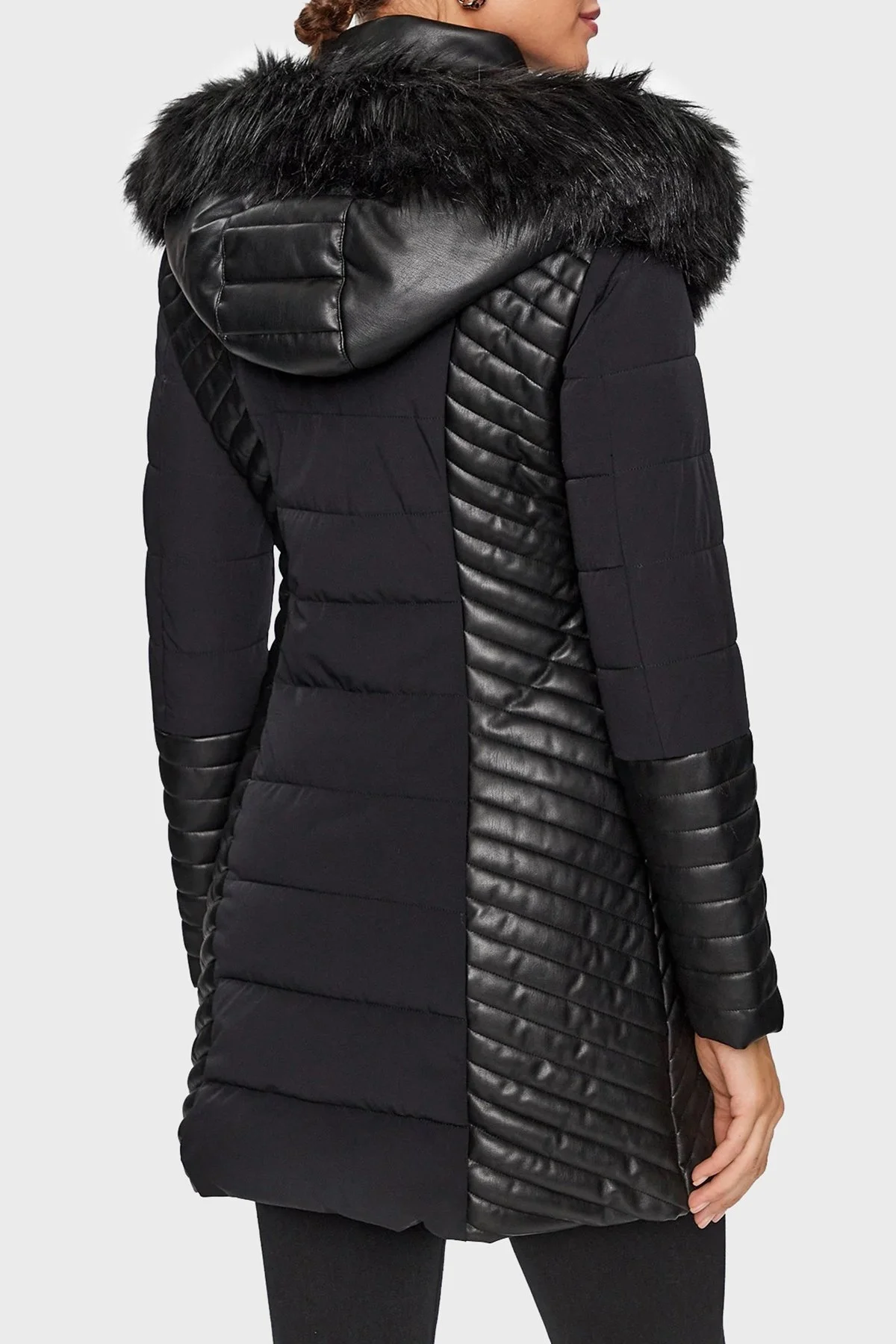 Guess New Oxana Slim Fit Suya Dayanıklı Şişme Bayan Mont W3BL26W6NW2 JBLK SİYAH - 2