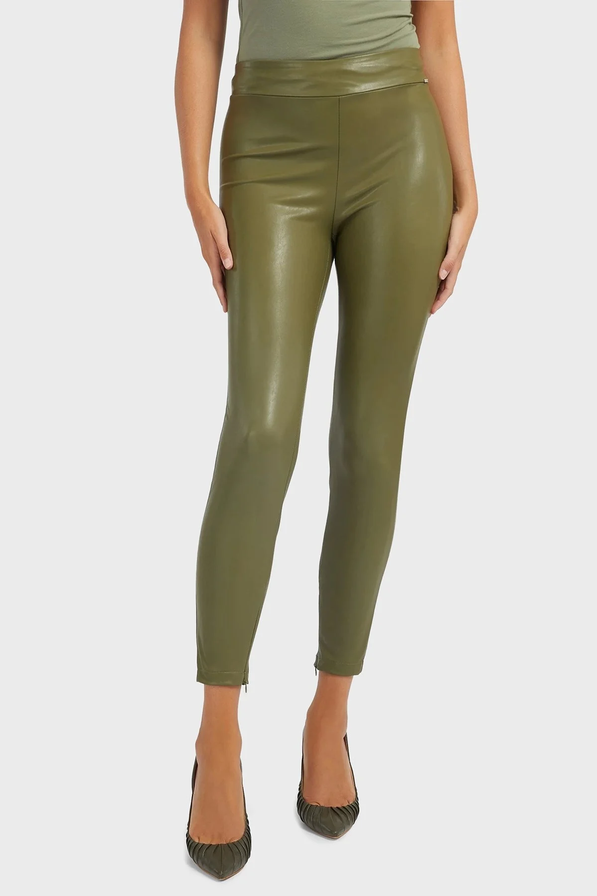 Guess New Priscilla Suni Deri Normal Bel Slim Fit W2YB16WEPI0 Bayan Tayt W2YB16WEPI0 G896 HAKİ - 4