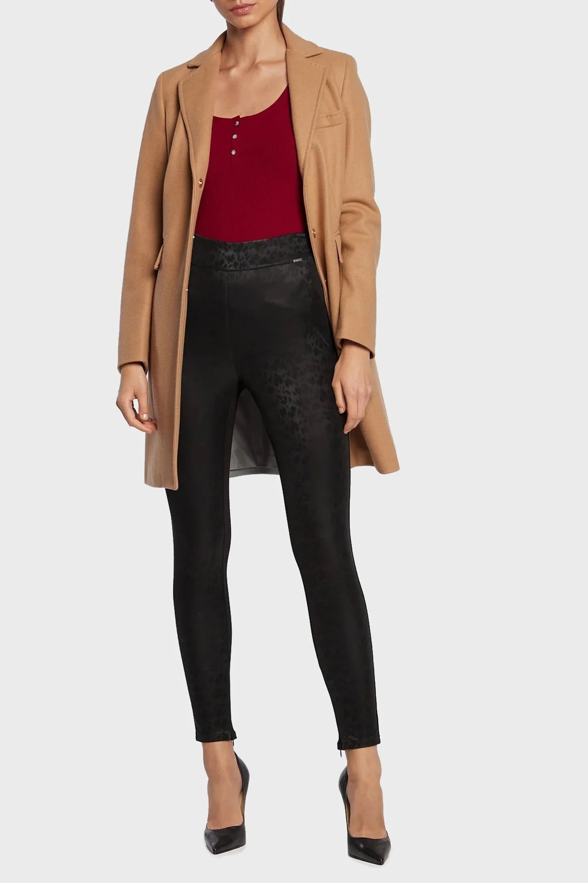 Guess New Priscilla Yüksek Bel Slim Fit Bayan Tayt W2BB13KBCR0 F9YN SİYAH - 1