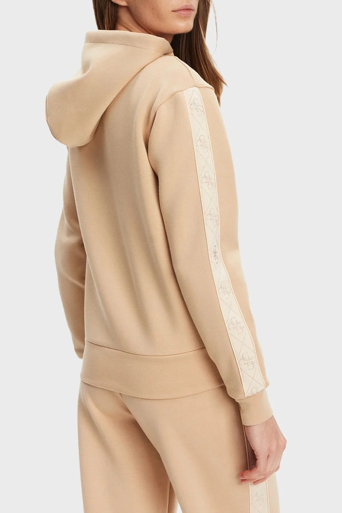 Guess New Regular Fit Kapüşonlu Yaka Logolu W5YQ05KBYE2 Bayan Sweat W5YQ05 KBYE2 A11T BEJ - 3
