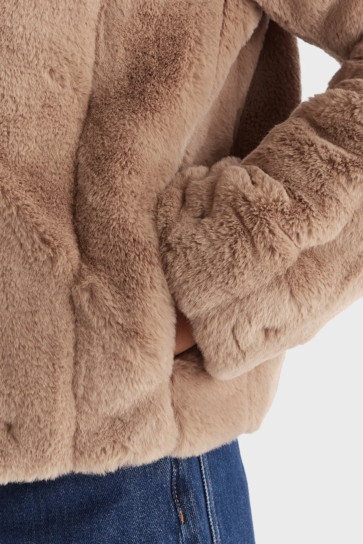 Guess New Shophy Regular Fit Şal Yaka Cepli Suni Kürk W0BL0NWDCH0 Bayan Mont W0BL0N WDCH0 A106 PUDRA - 5