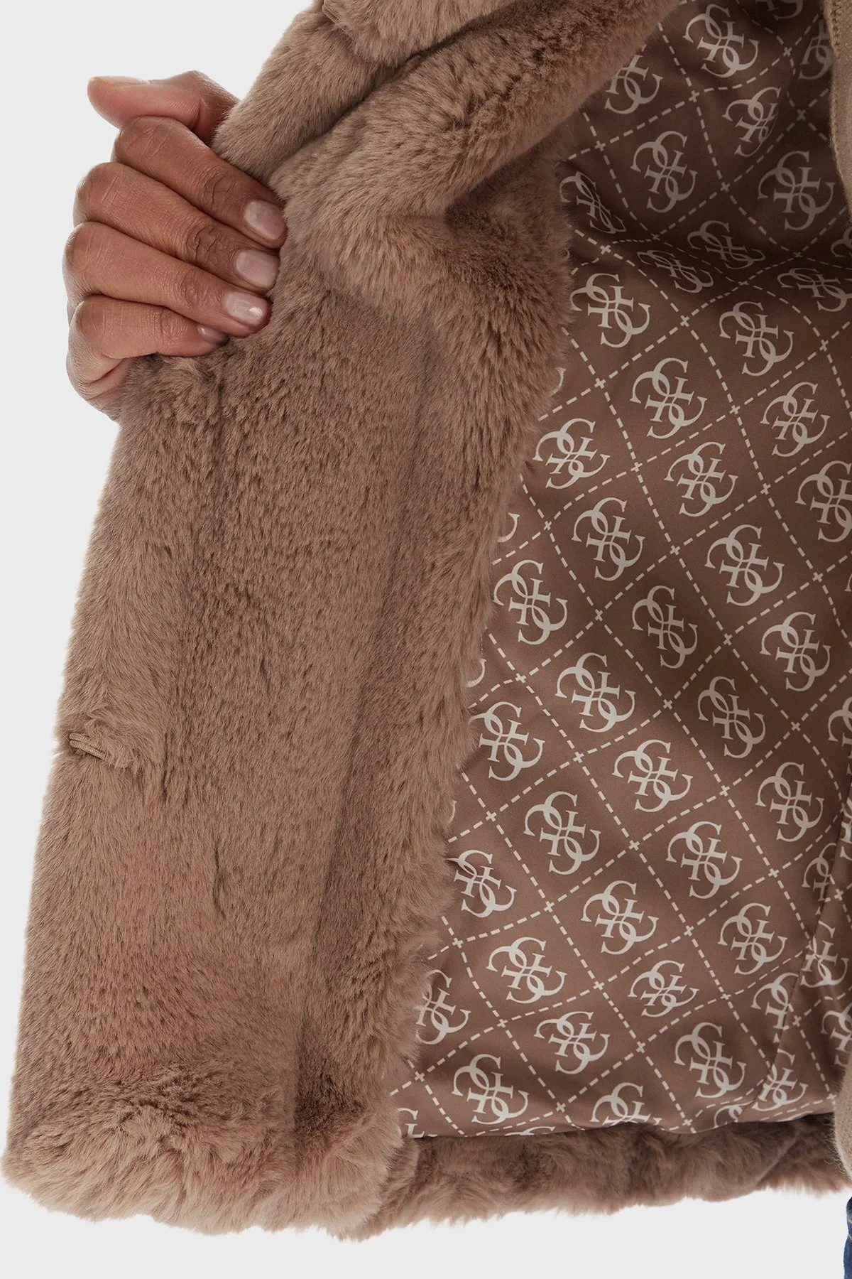 Guess New Shophy Regular Fit Şal Yaka Cepli Suni Kürk W0BL0NWDCH0 Bayan Mont W0BL0N WDCH0 A106 PUDRA - 6