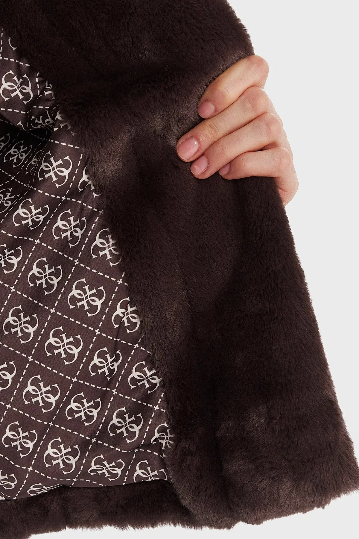 Guess New Shophy Regular Fit Şal Yaka Cepli Suni Kürk W0BL0NWDCH0 Bayan Mont W0BL0N WDCH0 A11R KAHVE - 6